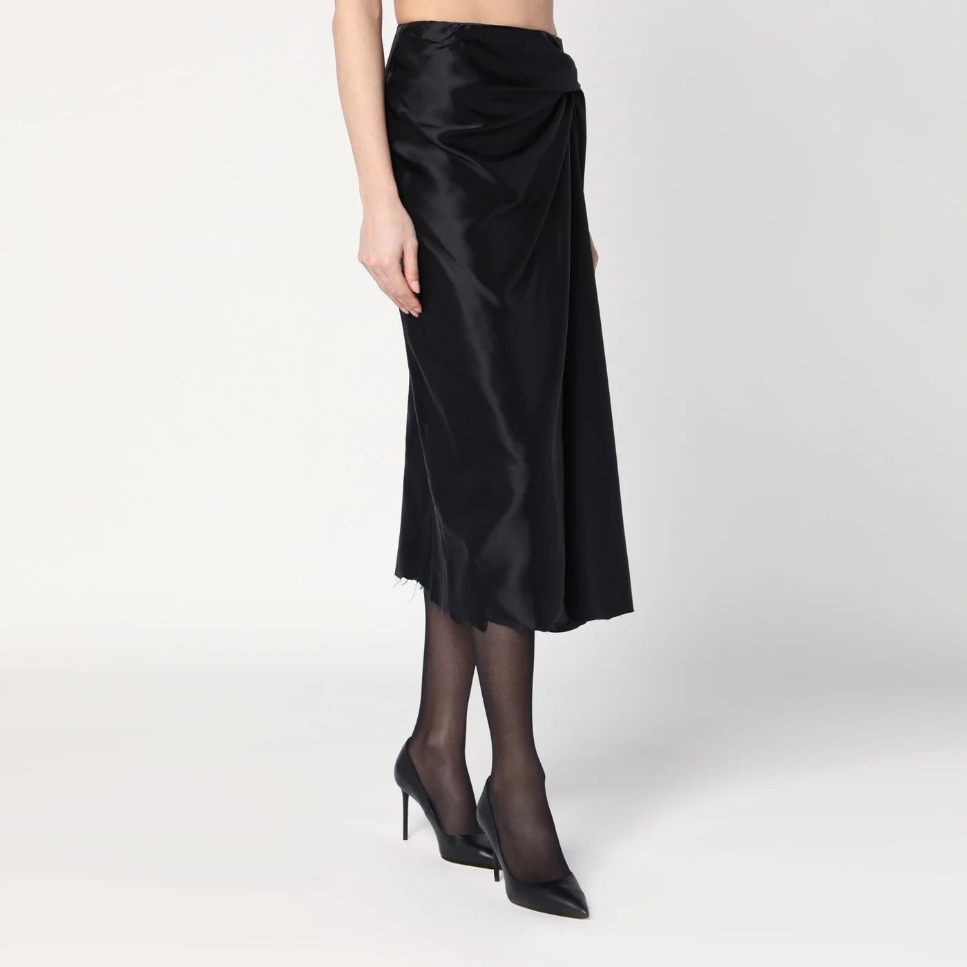 Balenciaga o1d2blof0426 Draped Skirt in Black Size 27" / US 4 / IT 40 - 3 Thumbnail