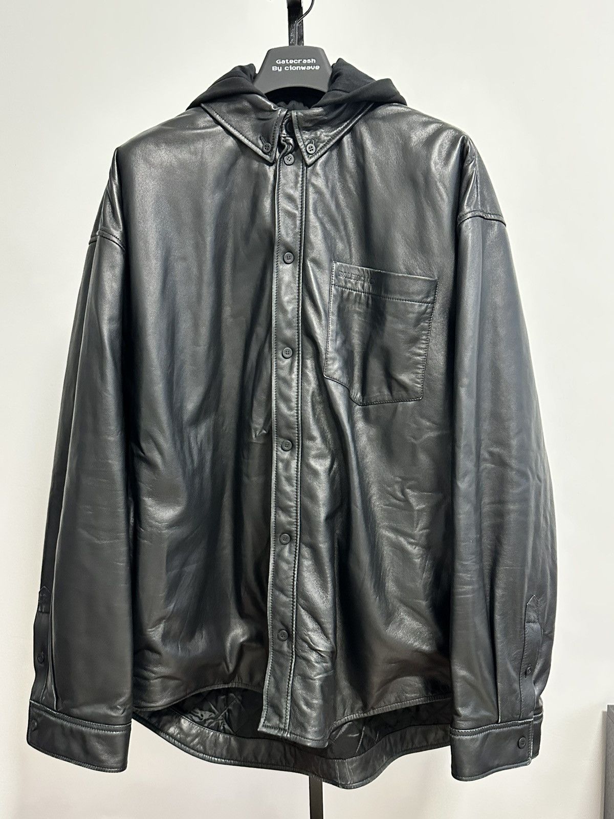 Balenciaga Balenciaga Winter24 with Hoody Shirt Leather Jacket Size US S / EU 44-46 / 1 - 1 Thumbnail