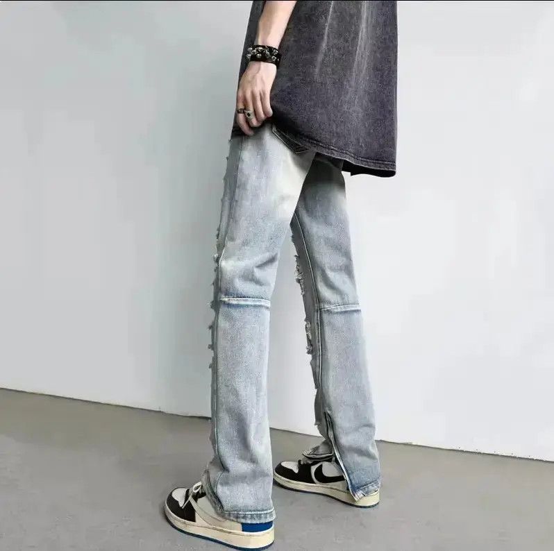 Japanese Brand Straight zipper ripped jeans Size US 30 / EU 46 - 3 Thumbnail