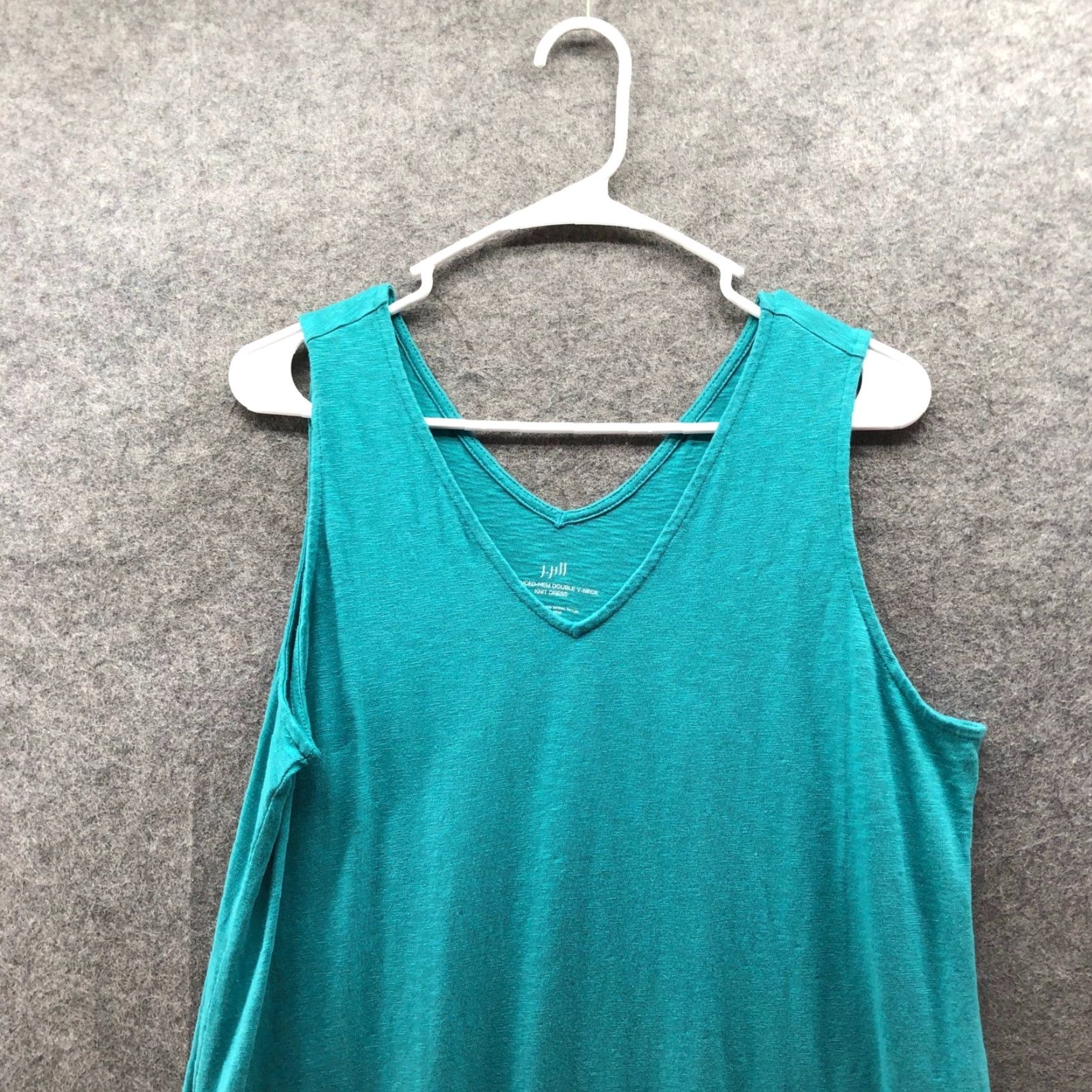 J. Jill J. Jill Flounced Hem V-Neck Sleeveless Dress Womens M Teal Midi Knit Pullover Size M / US 6-8 / IT 42-44 - 5 Thumbnail