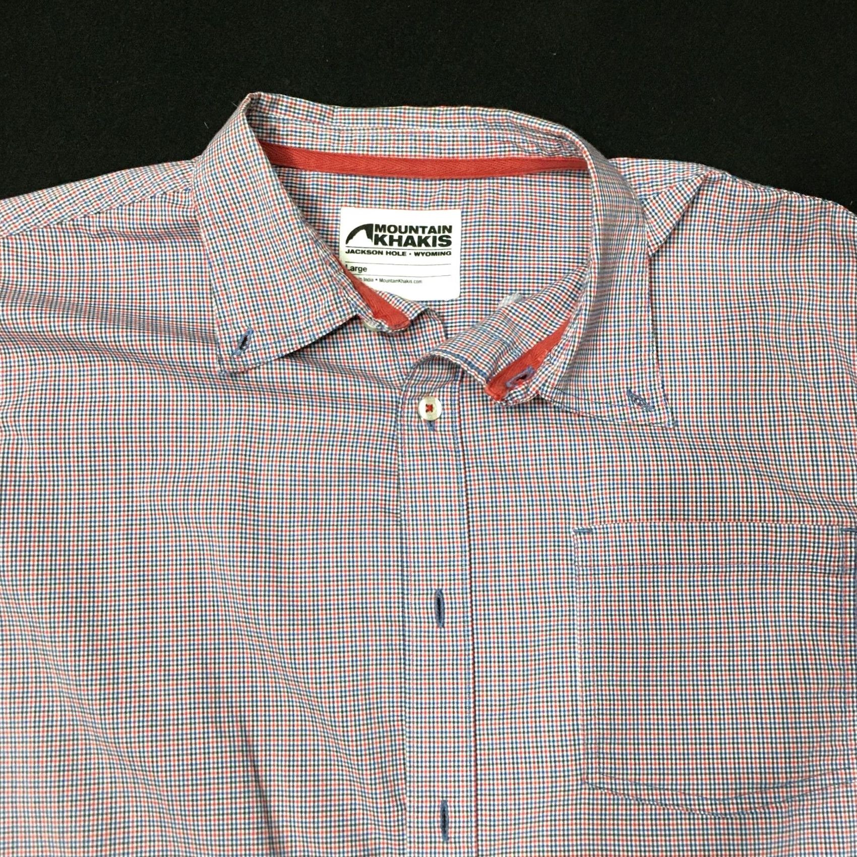 Mountain Khakis Mountain Khakis CHECK Shirt LARGE Cotton/Lycra Blend, Short Sleeve, Button-Up, Multicolor, Casual, Outdoor, Men’s, Regular, Classic Fit Size US L / EU 52-54 / 3 - 2 Thumbnail