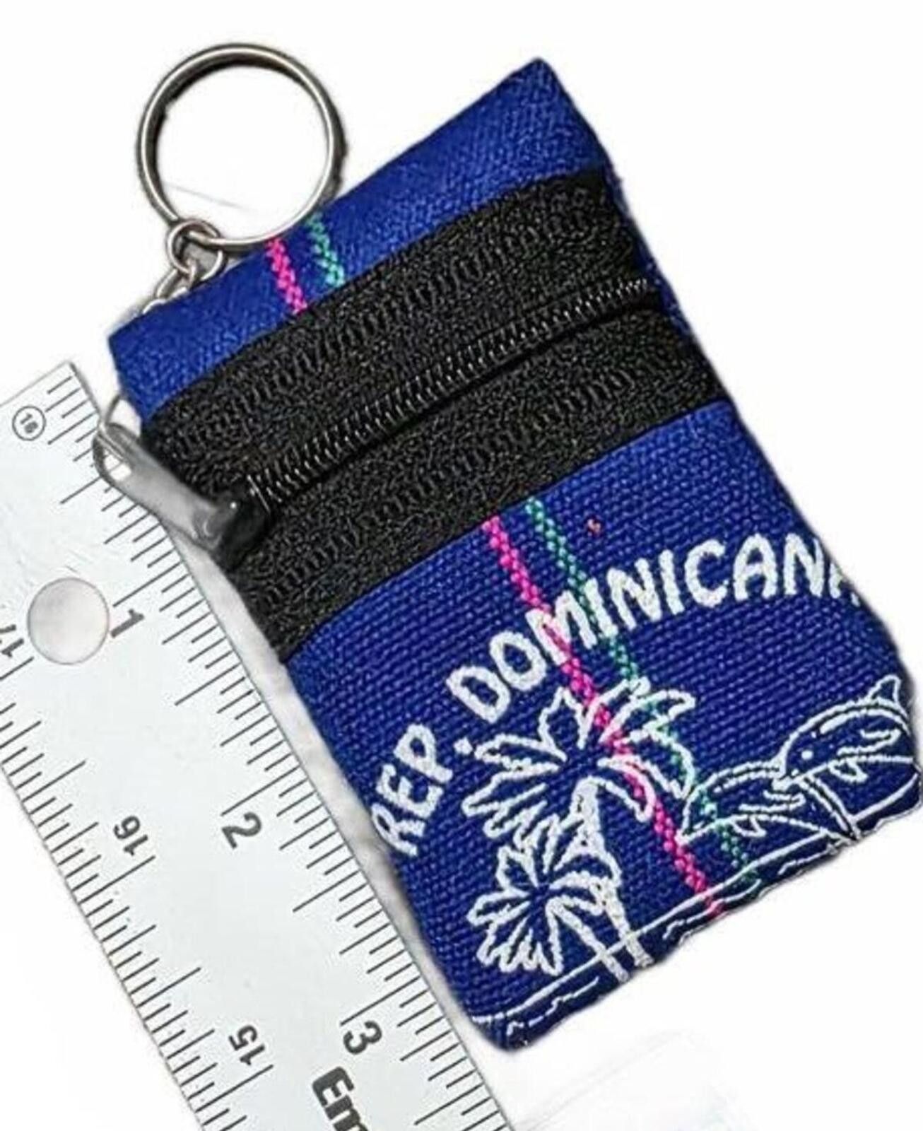 The Unbranded Brand Rep. Dominicana Blue Fabric Keychain Coin Purse Tropical Zip Size ONE SIZE - 5 Thumbnail