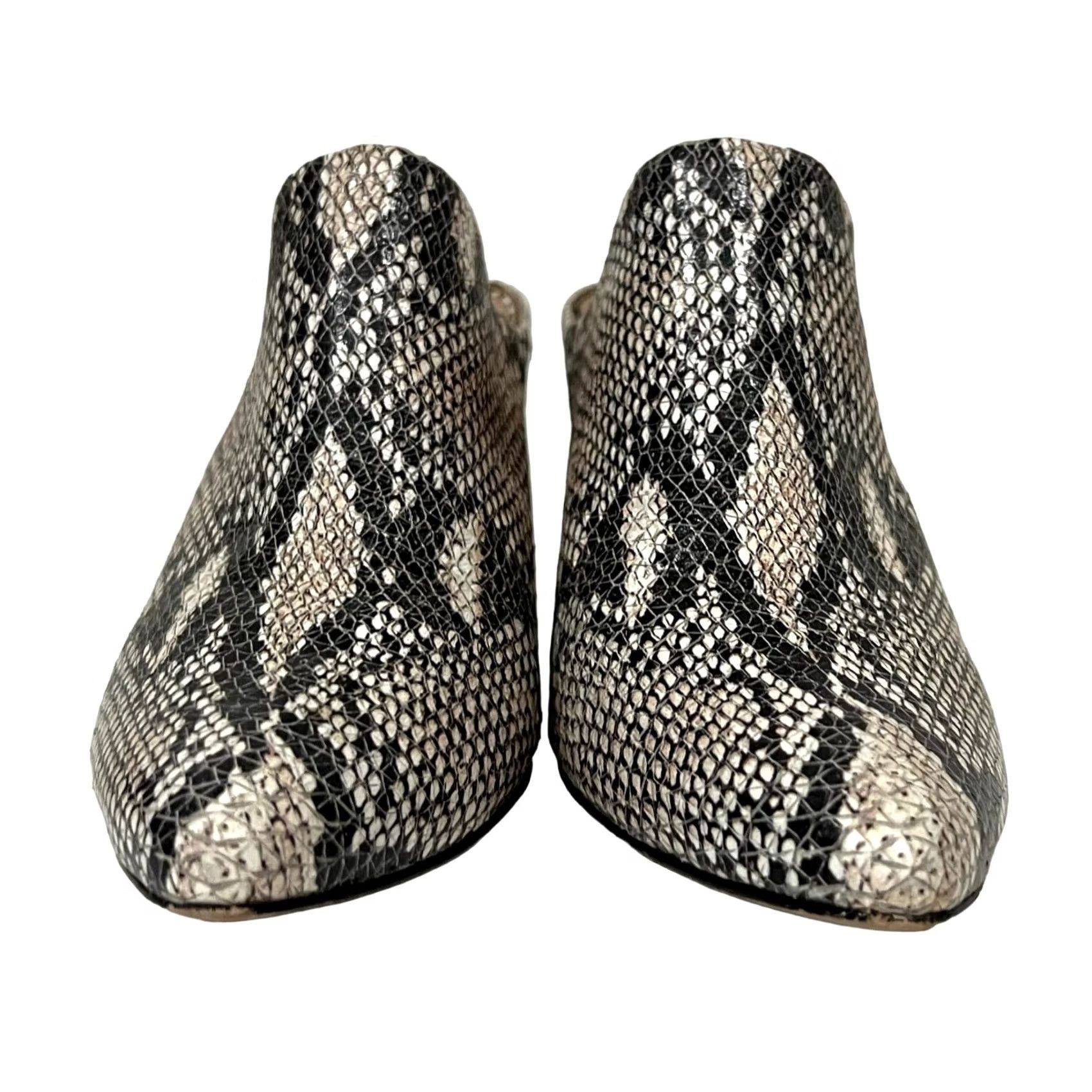 Vintage VINTAGE ABLE Snakeskin Leather Block Heeled Mules Pointed-Toe Sz 8M BRAZIL MADE Women Shoes Black Snake Print Block Heel Slip On Brazil MADE Size US 8 / IT 38 - 3 Thumbnail