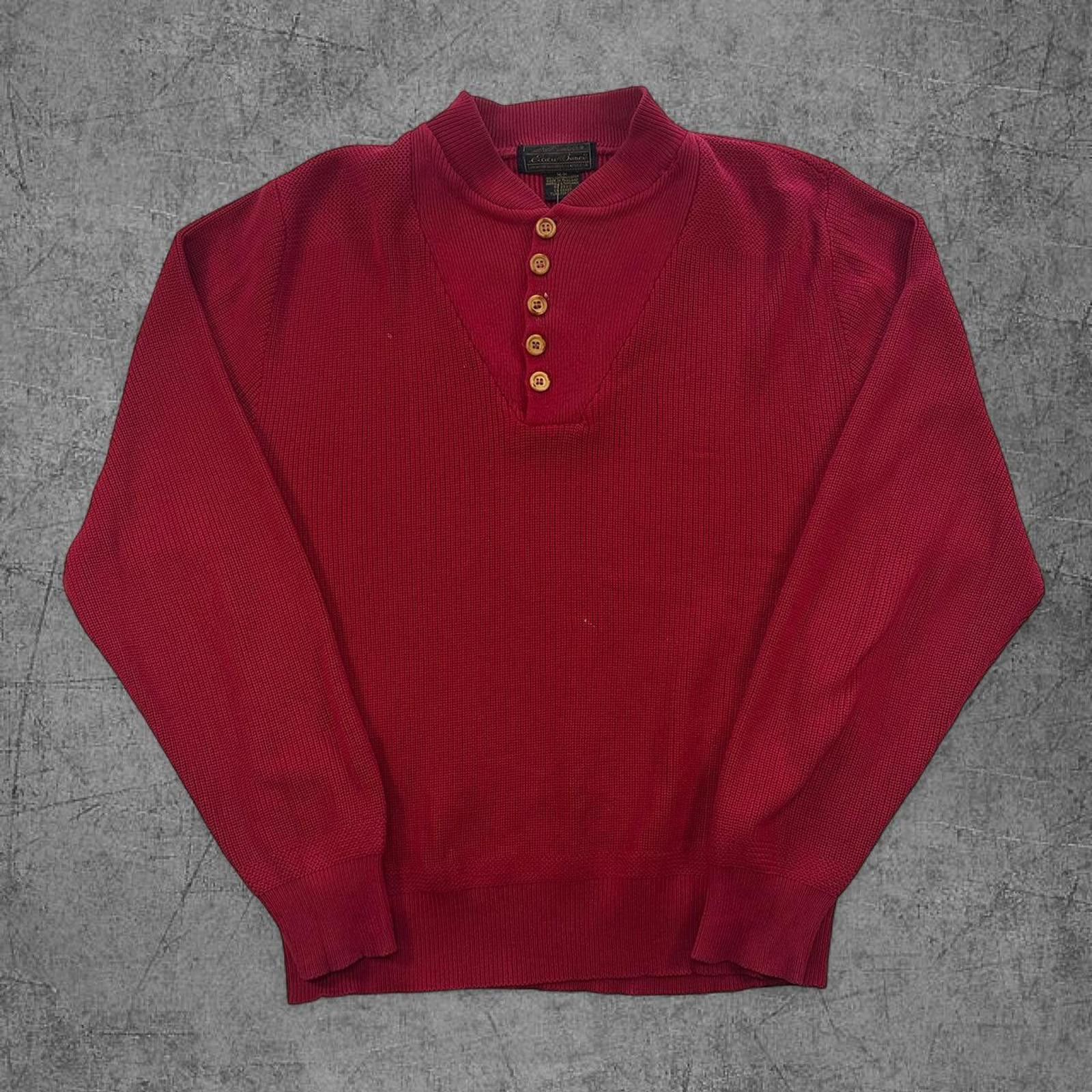 Eddie Bauer Vintage 90s Eddie Bauer 1/4 Button Red Knit Size US M / EU 48-50 / 2 - 1 Thumbnail