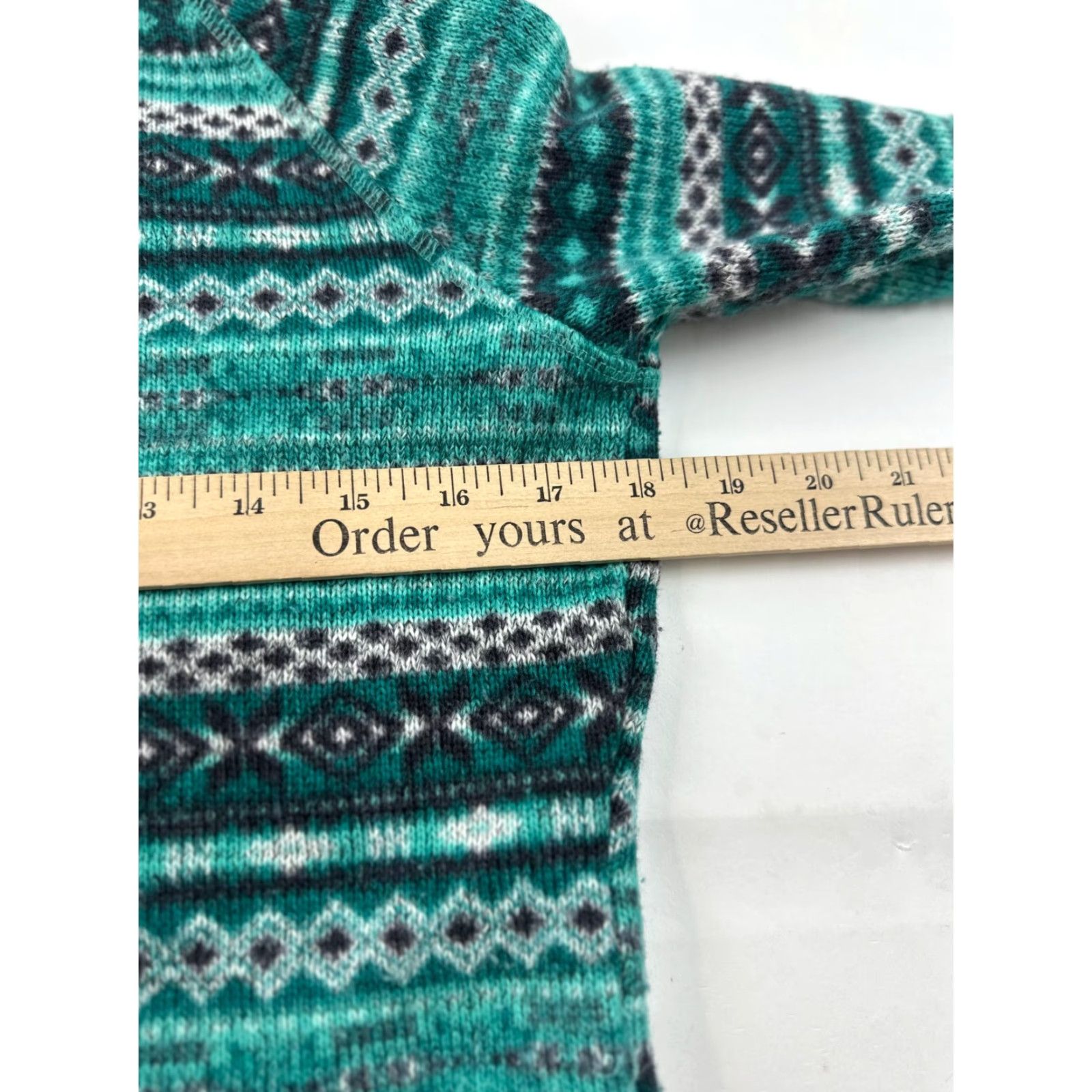Vintage Köppen Hoodie Womens Medium Green Fair Isle Pattern Sherpa Lined Hood Pullover Size M / US 6-8 / IT 42-44 - 8 Thumbnail