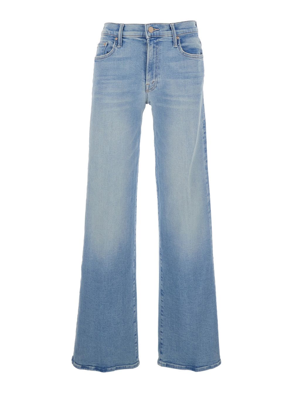 MOTHER 'The Mid Rise Mavin Sneak' Light Blue Jeans with Belt Loops and Logo Embroidery on the Rear in Denim Woman Size 26" / US 2 / IT 38 - 1 Thumbnail