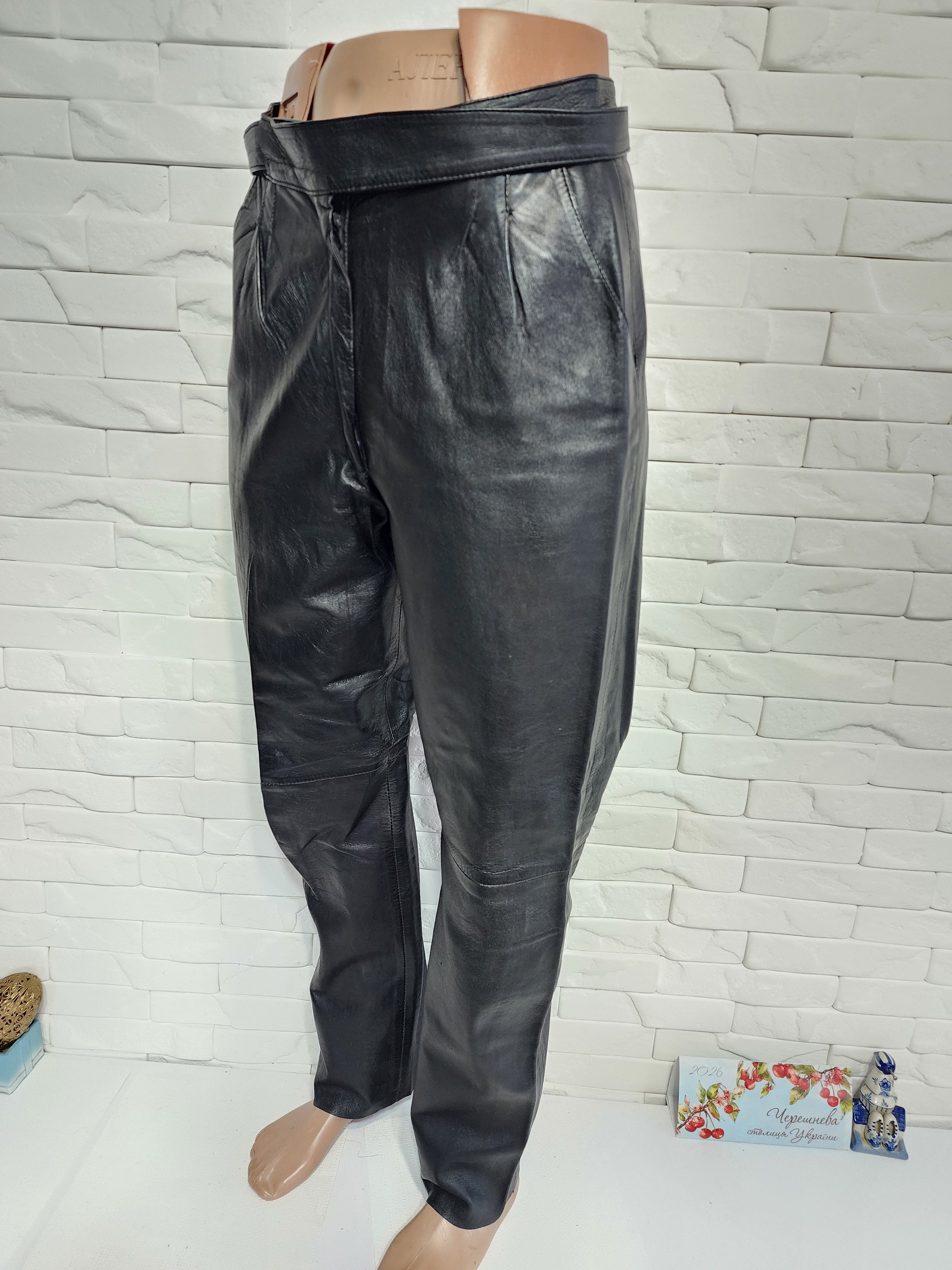 Other Black Leather Pants: Women's Style Genuine Leather Trousers Size 31" - 2 Thumbnail