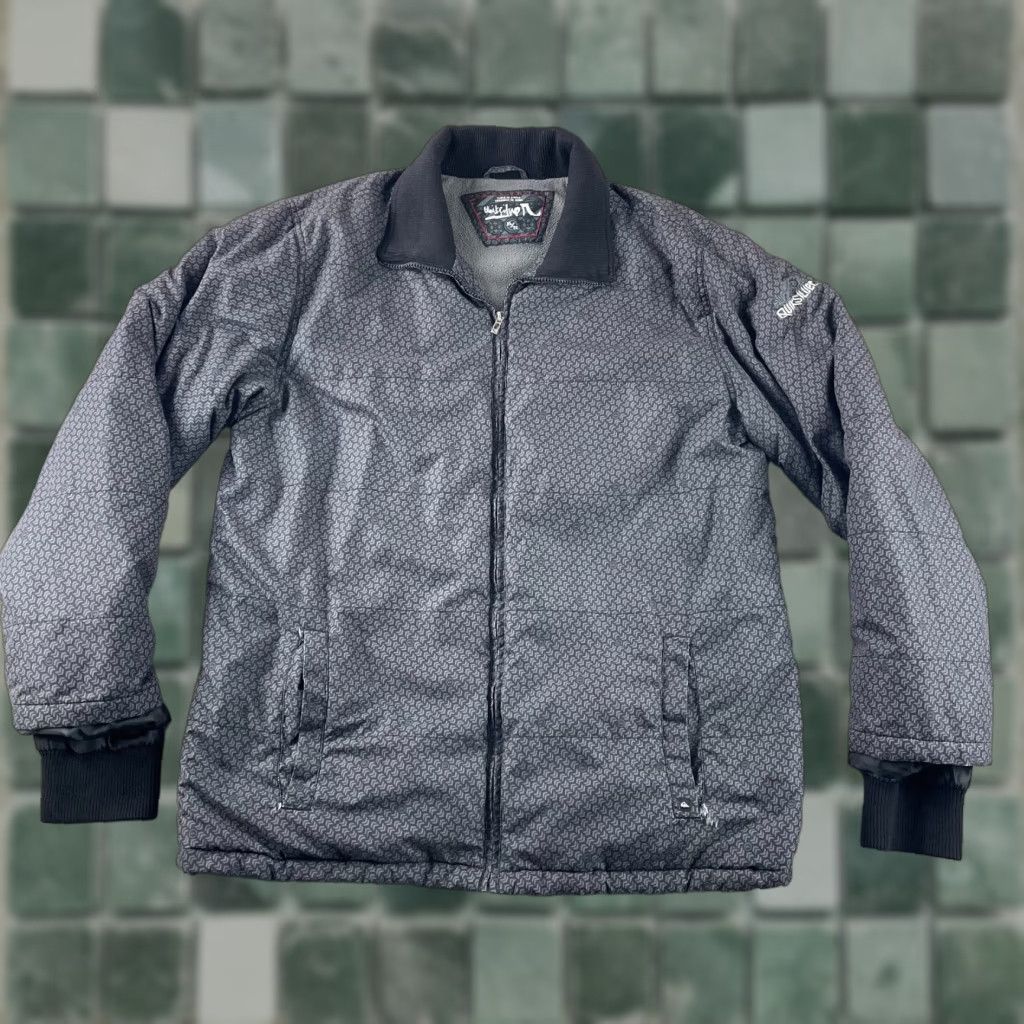 Quiksilver VINTAGE Quiksilver Jacket Mens XL Black Grey Chevron Fleece Lined Zip Up Grunge Size US XL / EU 56 / 4 - 1 Thumbnail