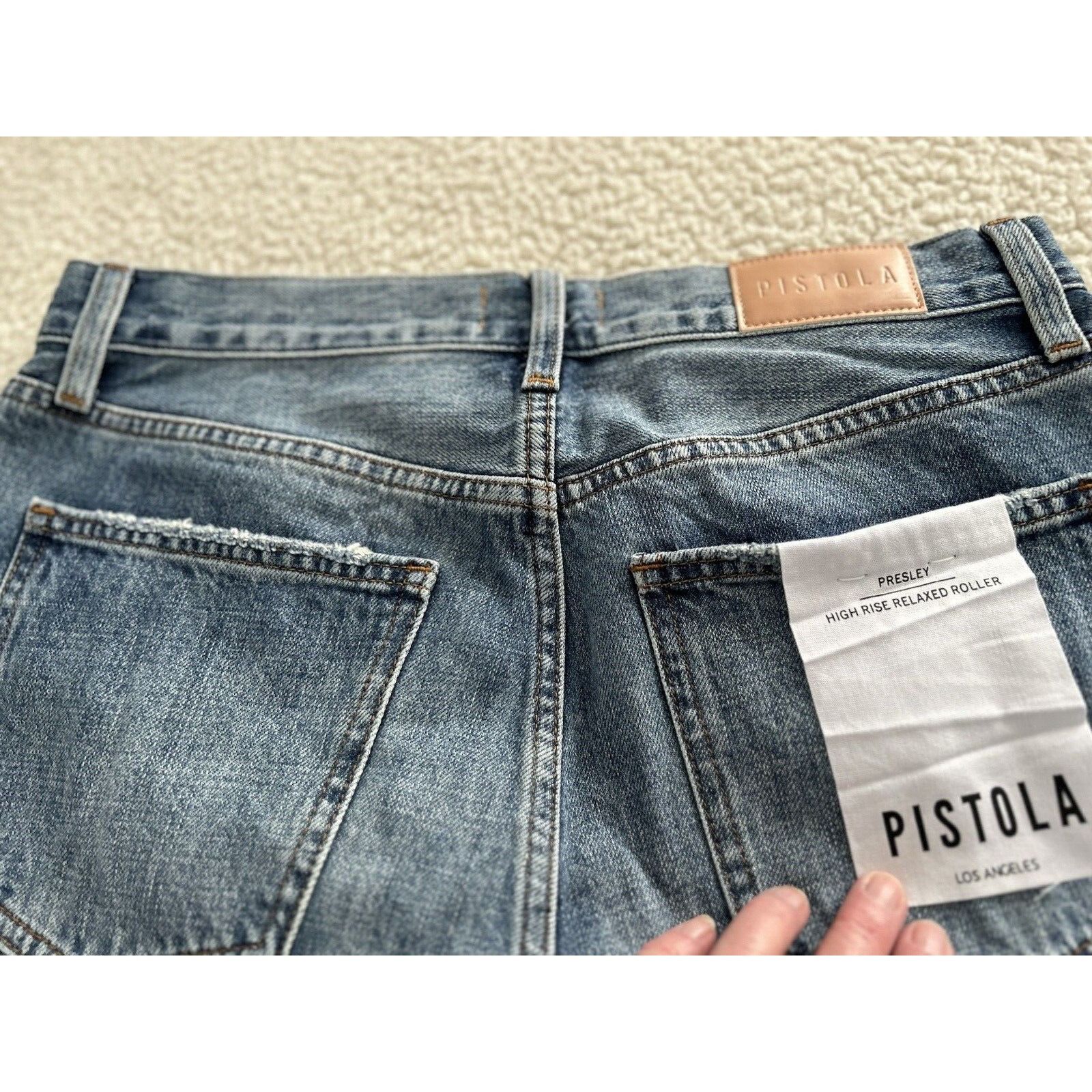 Pistola Presley High Rise Relaxed Roller Jean Crop Length in