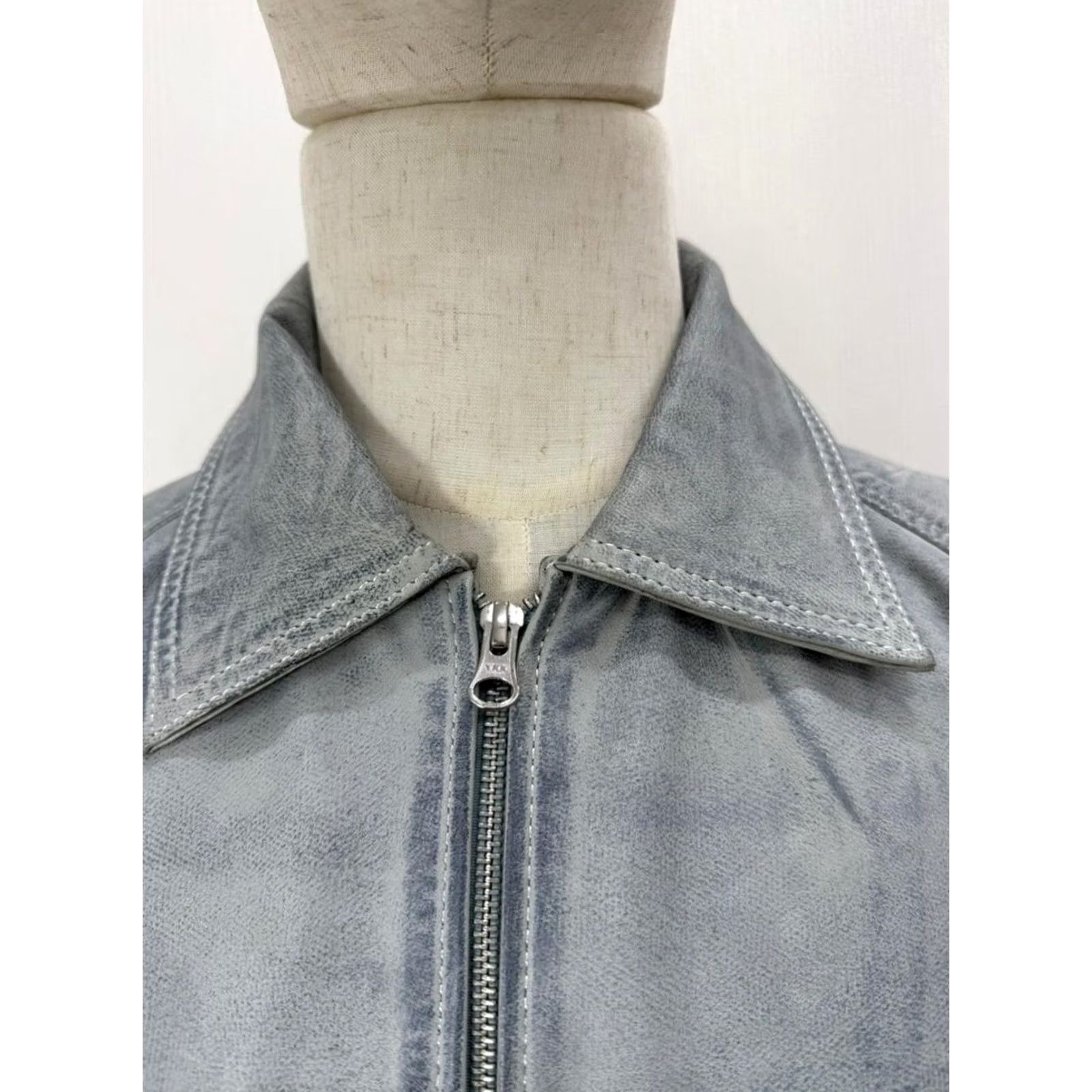 Vintage Men's Italian Sheepskin Genuine Leather Jacket Blue Coat L Size US L / EU 52-54 / 3 - 2 Thumbnail