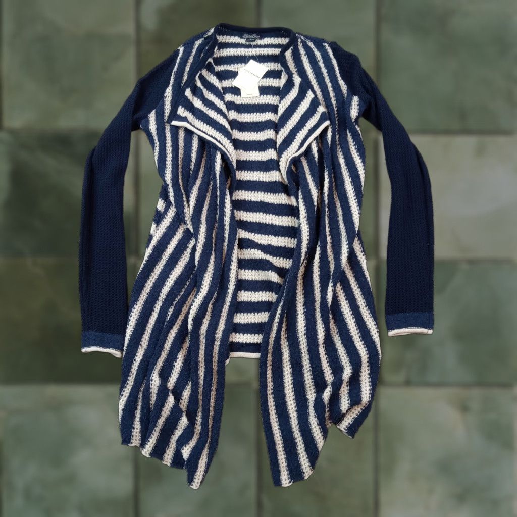 Lucky Brand Lucky Brand Blue Striped Open Front Cardigan Sweater Womens Small Size S / US 4 / IT 40 - 1 Thumbnail