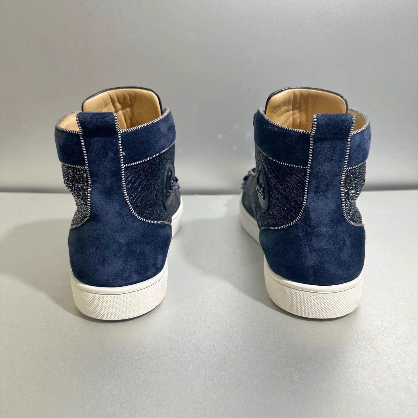 Christian Louboutin CL navy suede spike high top 43 Size US 12 / IT 42 - 5 Thumbnail