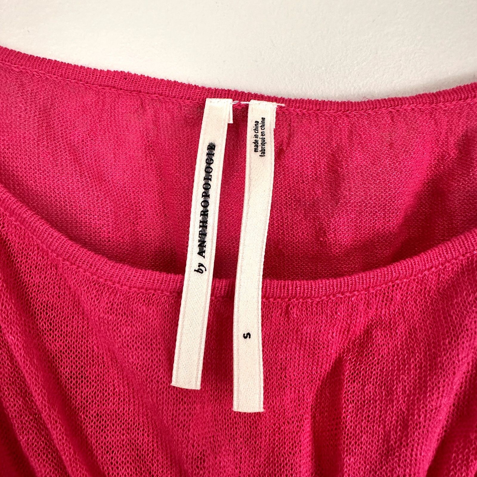 Anthropologie By Anthropologie Sheer Ruffled Hot Pink Sweater Top Small Size S / US 4 / IT 40 - 3 Thumbnail
