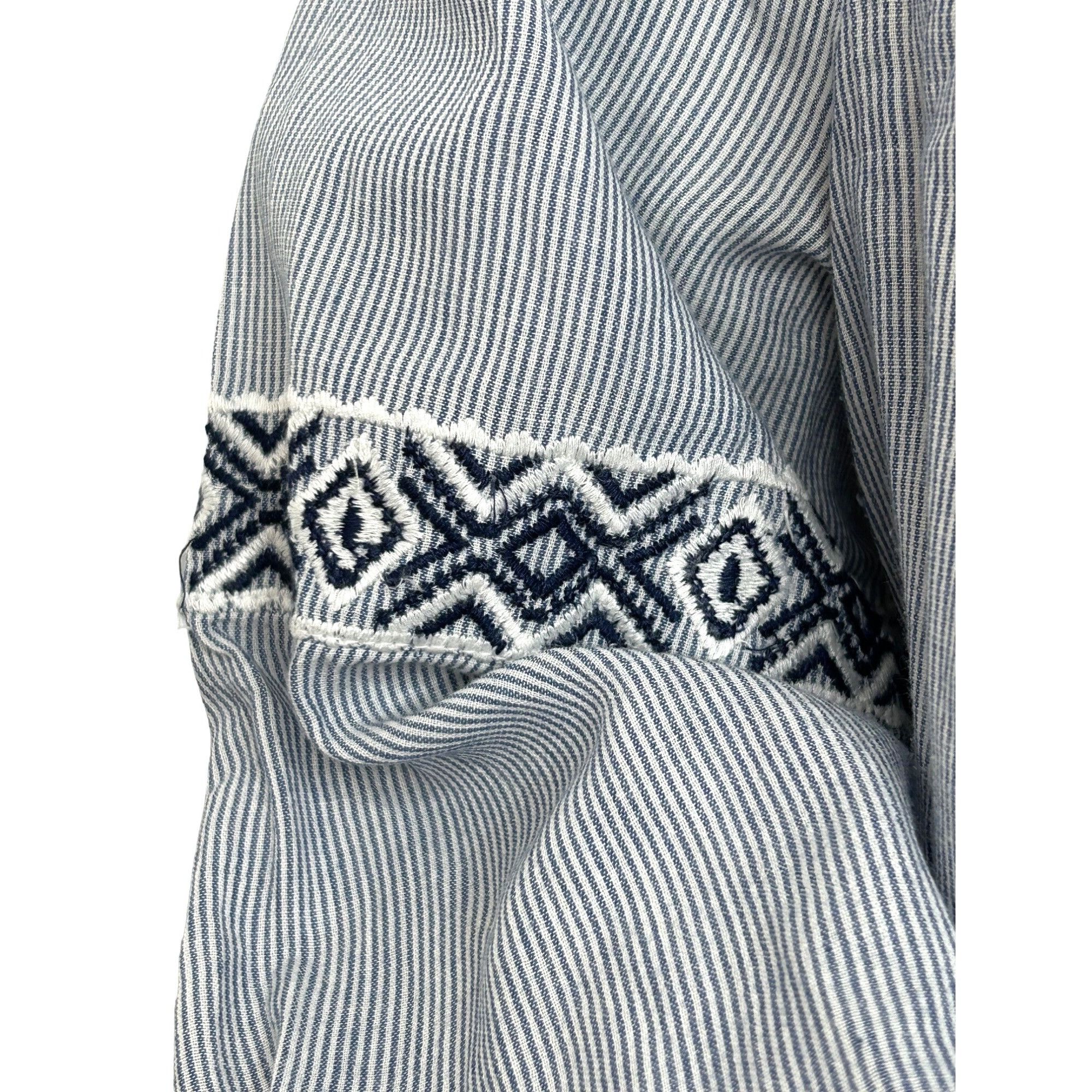 Other Westport Blouse 1X Blue White Peasant Boho Long Sleeve Embro Size XL / US 12-14 / IT 48-50 - 8 Thumbnail