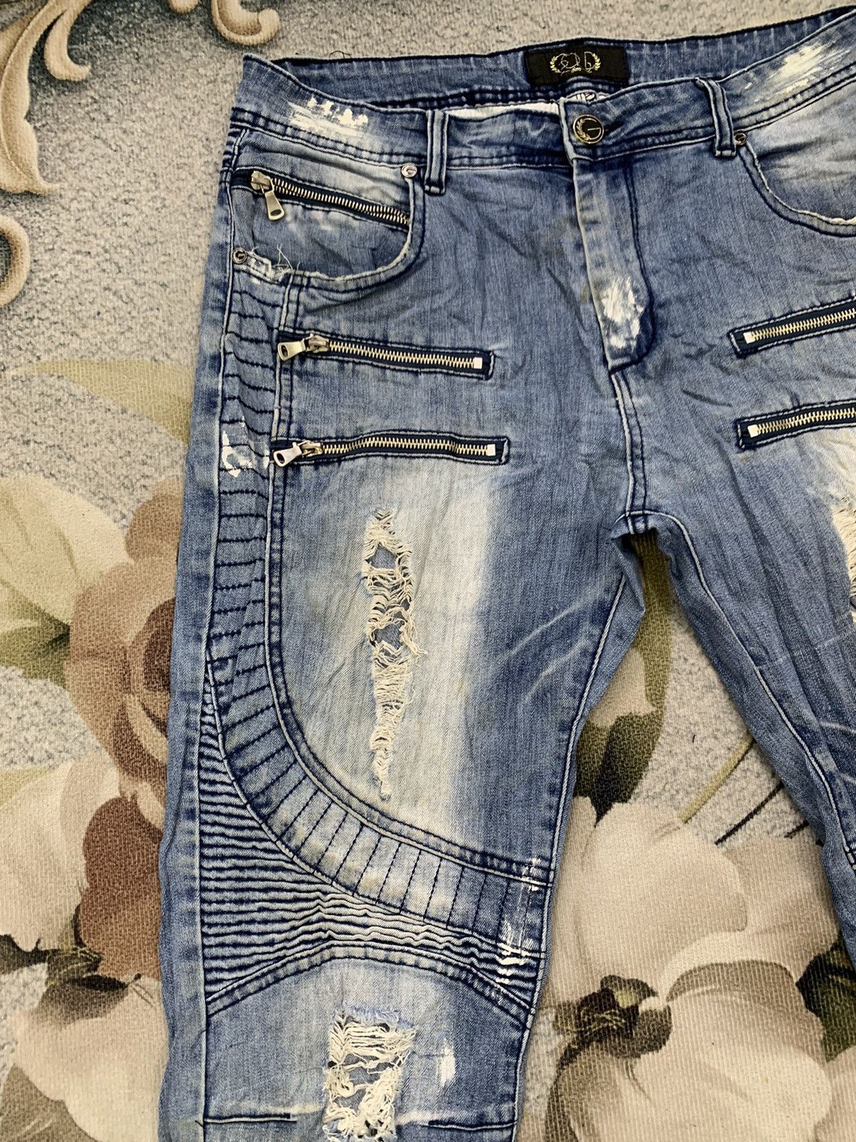 Japanese Brand Distress GOLD Biker Like Denim Pant Size US 33 - 6 Thumbnail