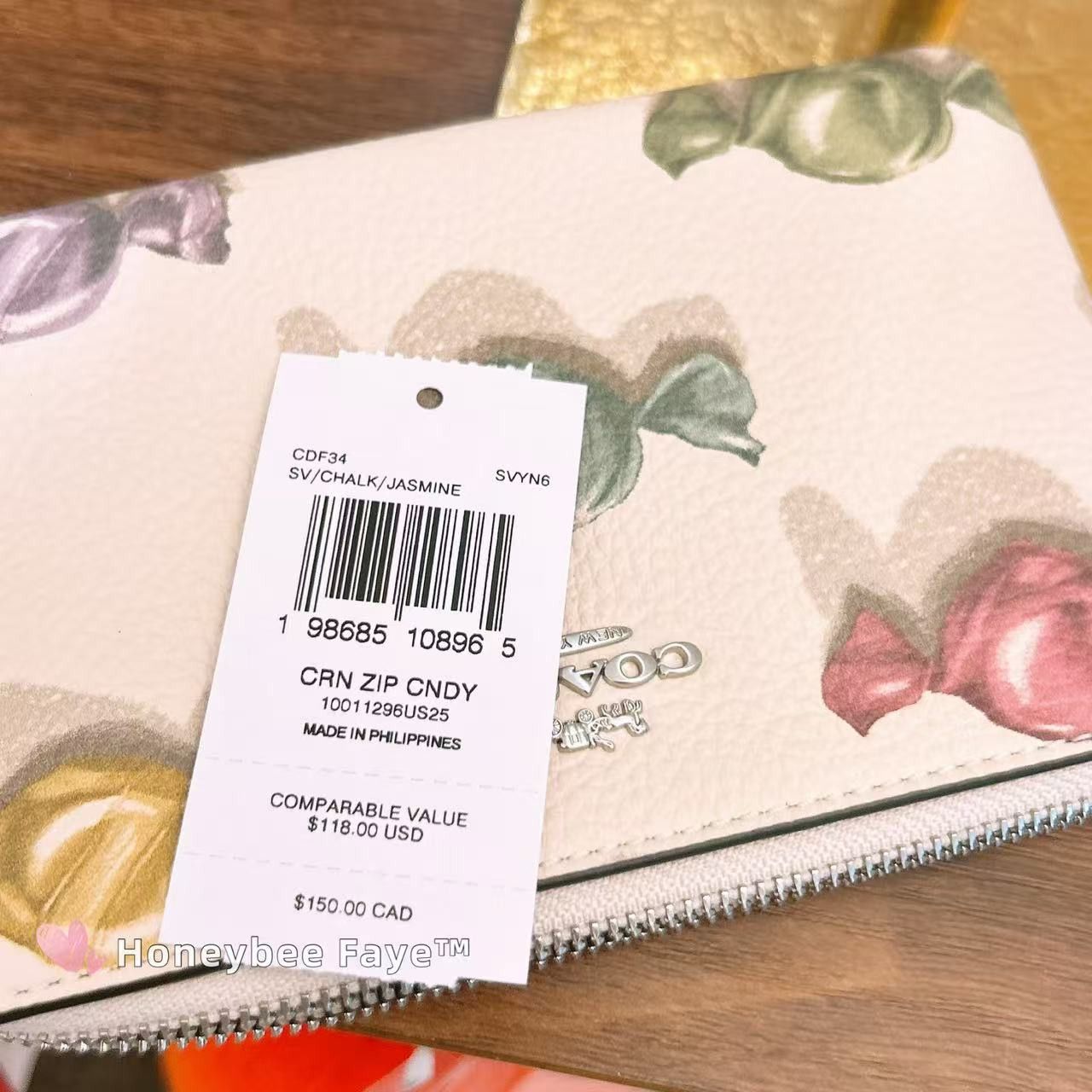 Coach Corner Zip Wristlet With Candy Print And Charm CDF34 Size ONE SIZE - 4 Thumbnail