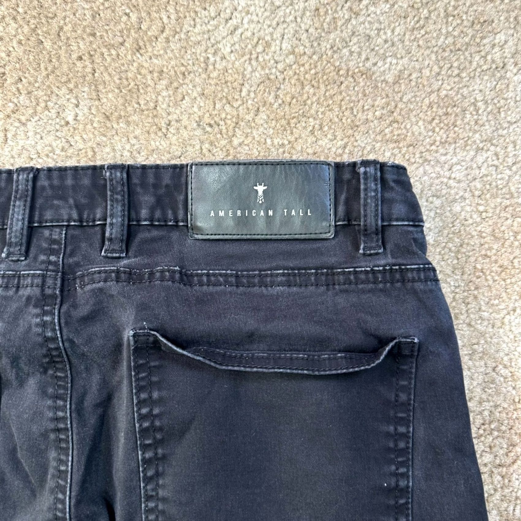Vintage American Tall Men's 32x38 Chino Pants Slim Tapered Fit Black Cotton Blend Stretch 5-Pocket Size US 32 / EU 48 - 5 Thumbnail