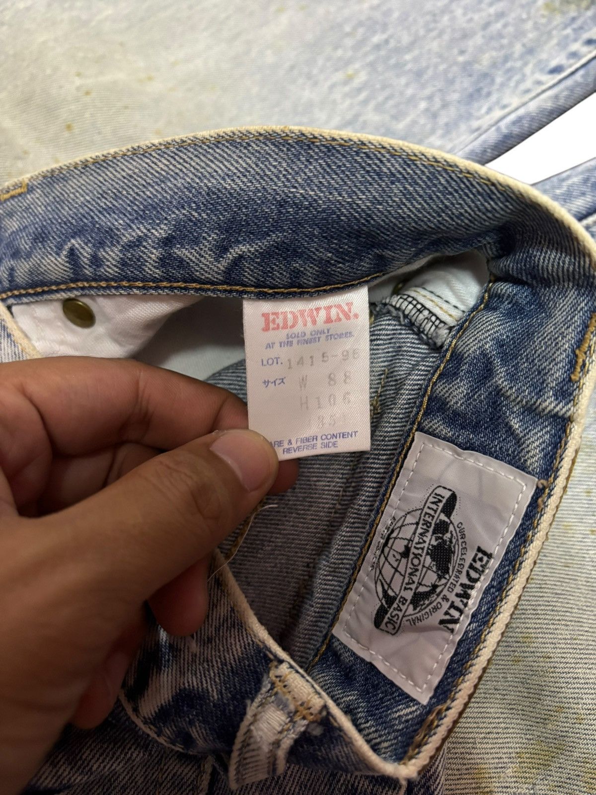 Edwin Vtg Edwin Japan 1415 Acid Washed Distressed Jeans Size US 33 - 8 Thumbnail