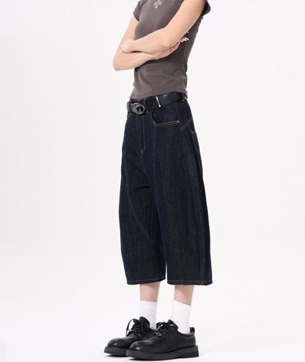 Japanese Brand American-style curved patchwork baggy wide-leg denim shorts Size US 32 / EU 48 - 4 Thumbnail