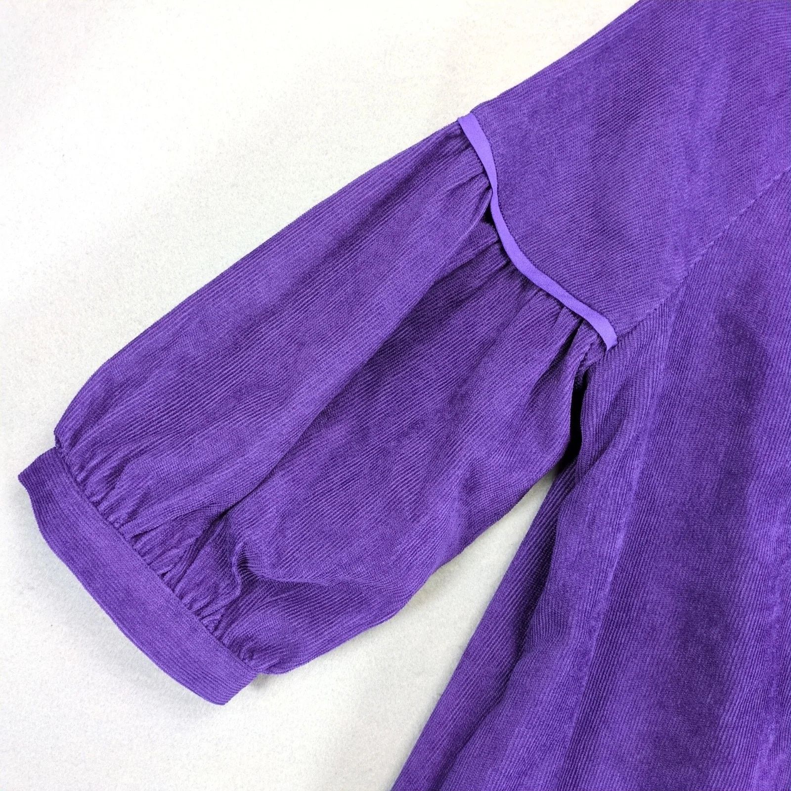 Other NWT Joy Joy Deep Purple Corduroy Shift Dress XS Puff Sleeve Size XS / US 0-2 / IT 36-38 - 9 Thumbnail