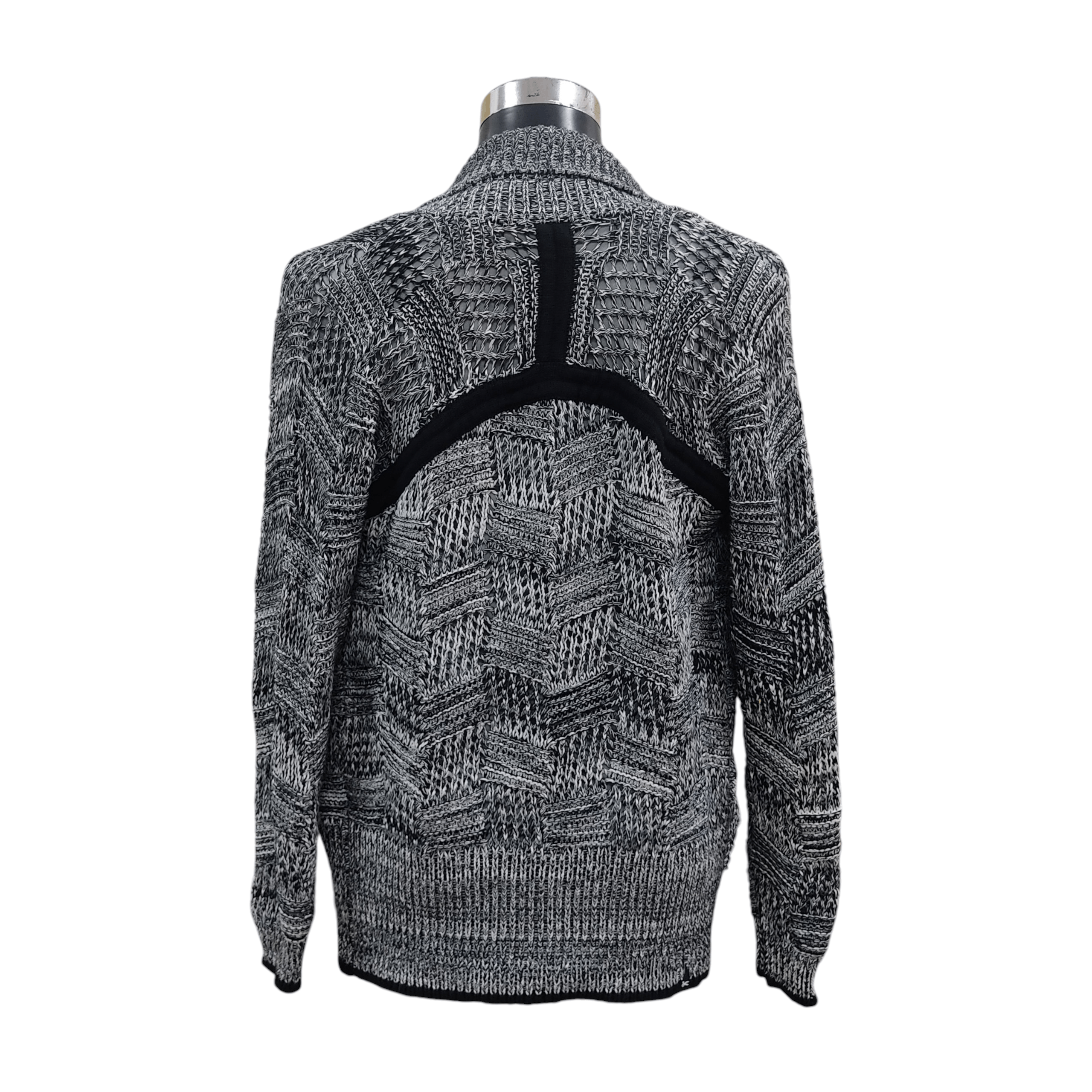 DENHAM DENHAM Black & White Grunge-look Knit Pattern Open Cardigan Size US XS / EU 42 / 0 - 3 Thumbnail