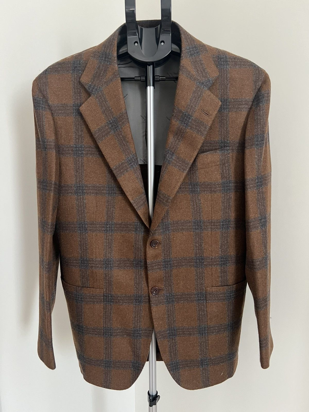Barneys New York × Kiton Kiton Size 42R/52R Brown Plaid Cashmere Blazer Barneys NY XO Size 42R - 9 Thumbnail