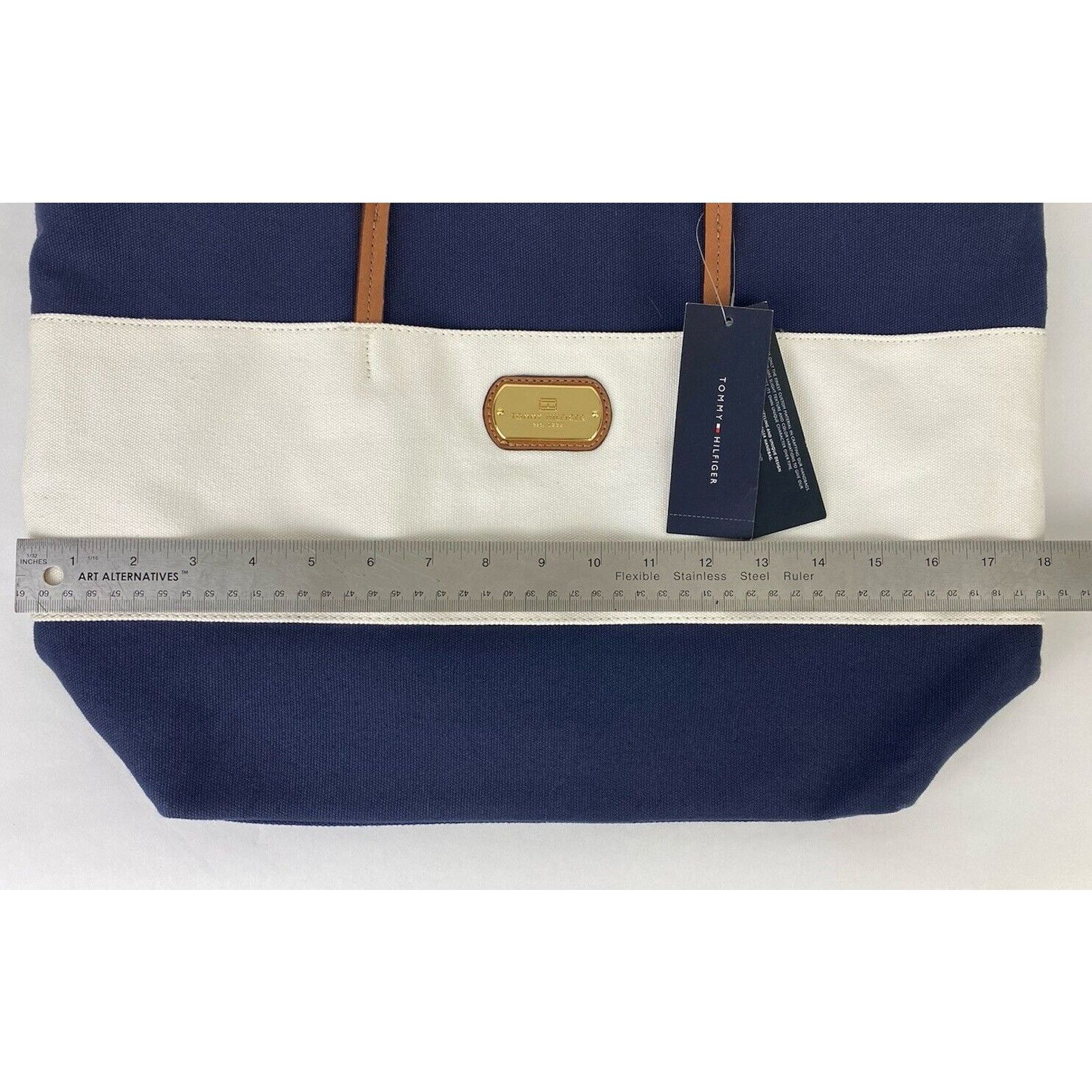 Tommy Hilfiger NWT Tommy Hilfiger Striped Canvas Tote Bag Handbag Purse Size ONE SIZE - 14 Thumbnail