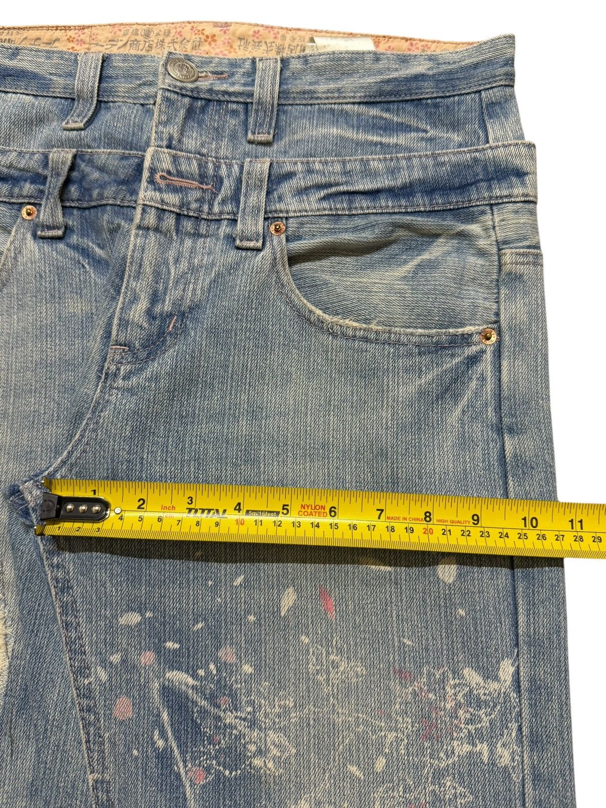 If Six Was Nine Vintage 90s Japan Double Waist Faded Paint Splatter Skull Size US 31 - 14 Thumbnail