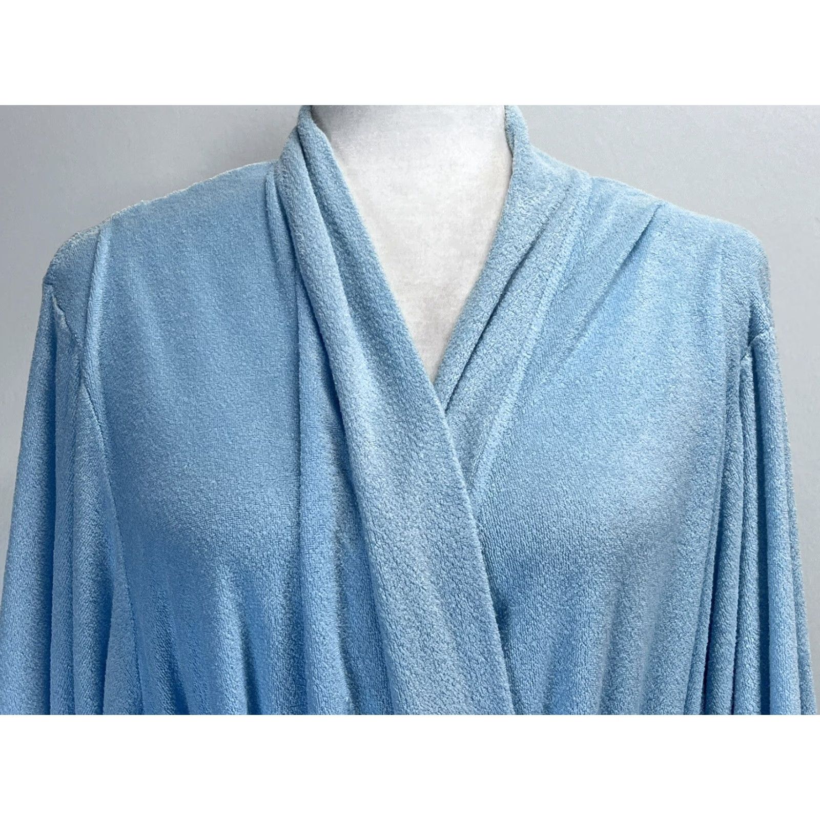 Vintage Natori Terry Robe Sz XL 14 16 Blue Belted Womens GUC Size ONE SIZE - 5 Thumbnail