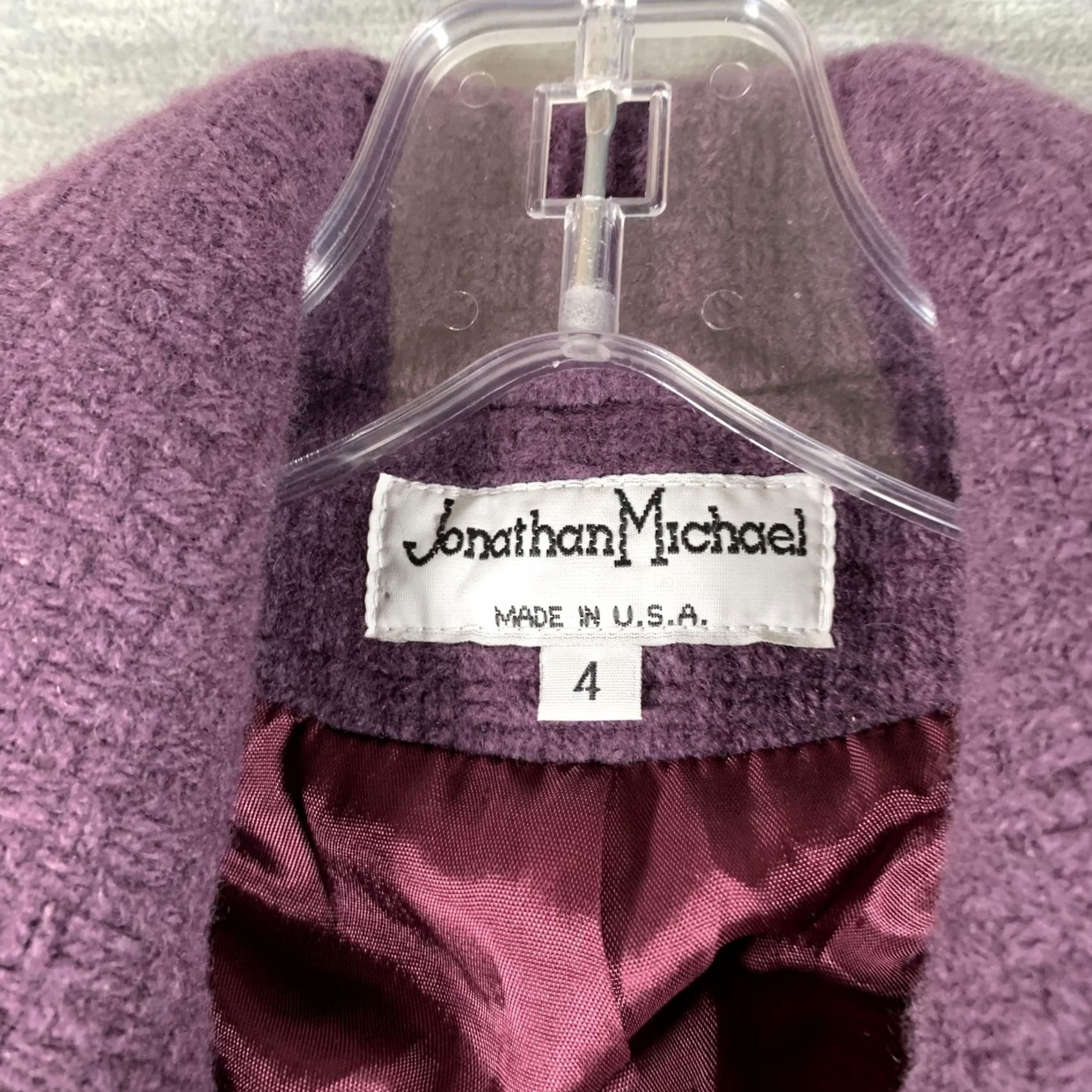 Vintage Jonathan Michael Coat Womens 4 Purple Wool Pea Coat Tweed Button Lined USA Size S / US 4 / IT 40 - 4 Thumbnail