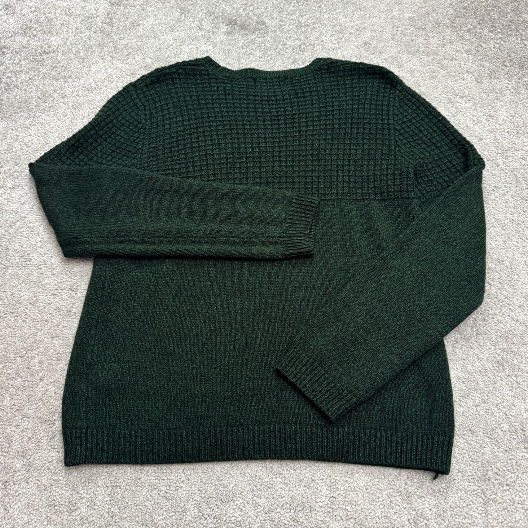 Topman Topman Waffle-Knit Pullover Sweater Mens M Dark Green Crew Neck Acrylic Regular Knit Shirt Size US M / EU 48-50 / 2 - 2 Thumbnail