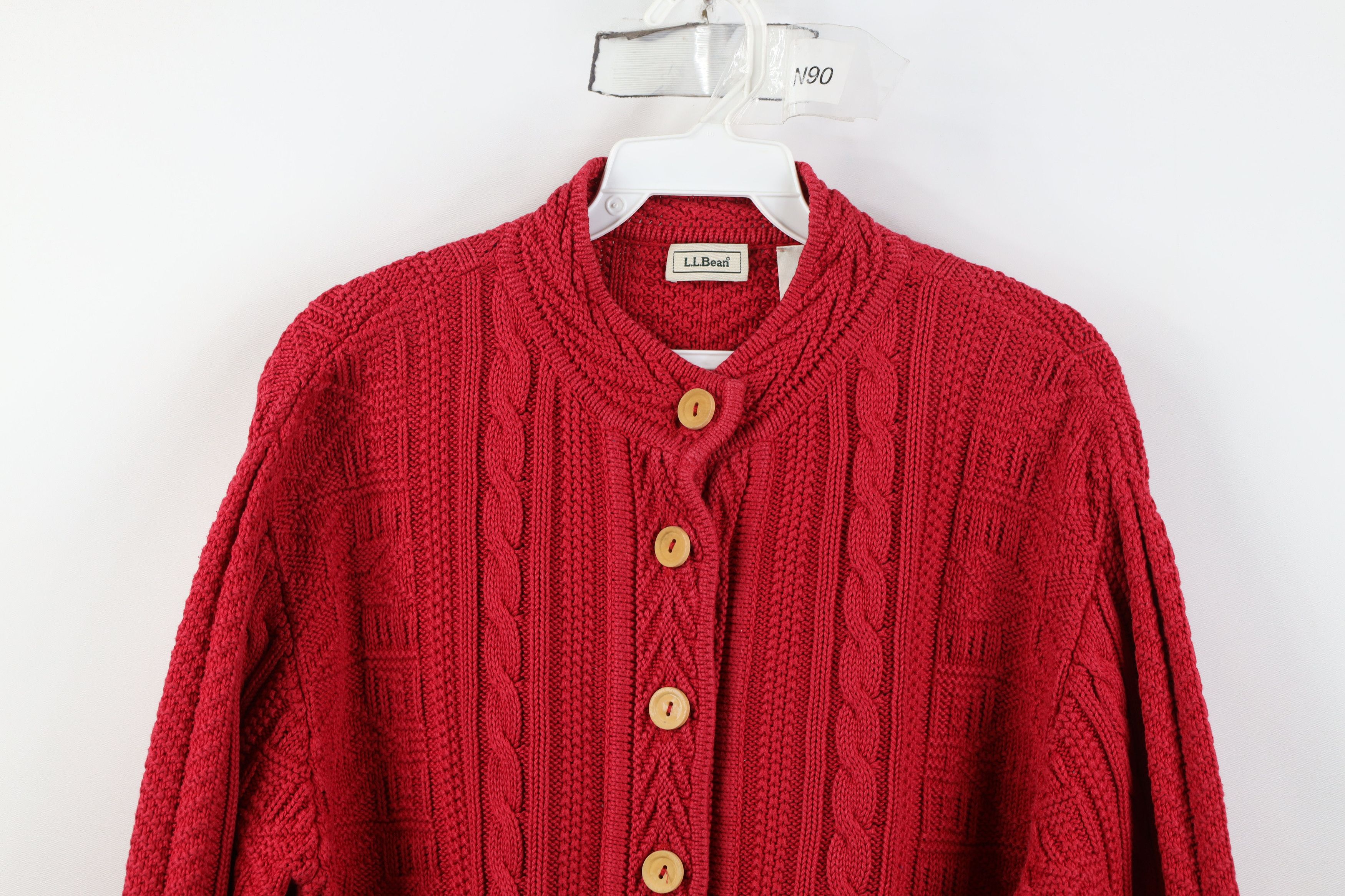 L.L. Bean Vintage LL Bean Snowflake Fisherman Knit Cardigan Sweater Size M / US 6-8 / IT 42-44 - 2 Thumbnail
