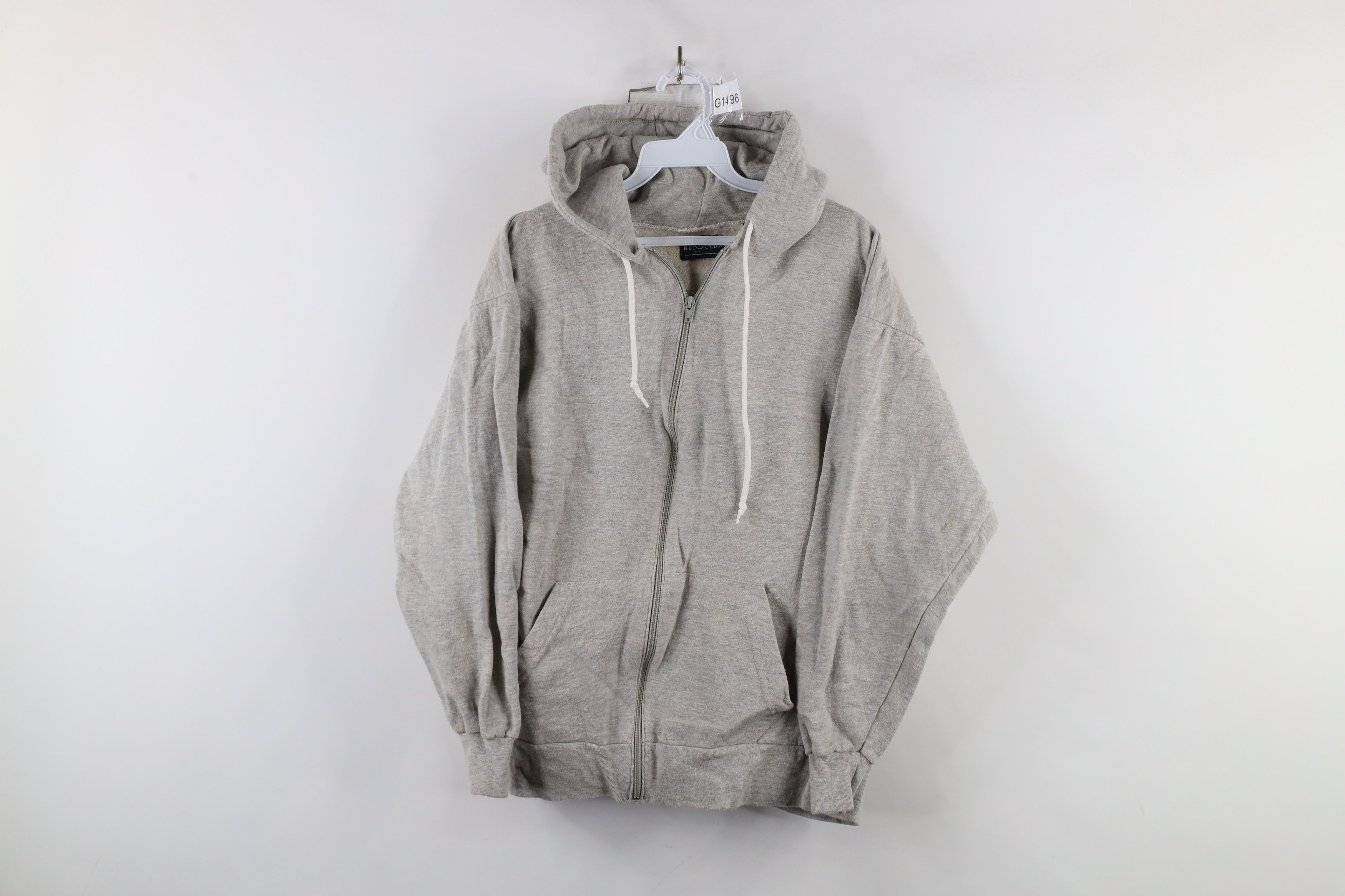 Vintage Vintage 90s Streetwear Blank Full Zip Hoodie Heather Gray Size L / US 10 / IT 46 - 1 Thumbnail