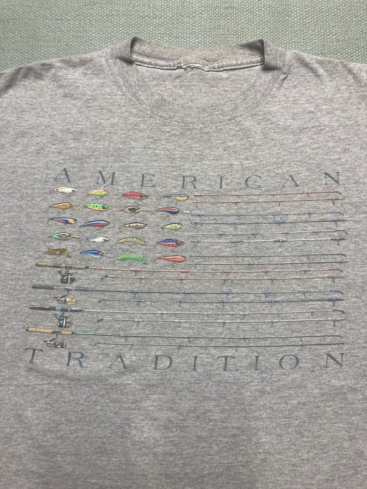 Vintage Vintage t shirt American tradition fishing poles fish XL Size US XL / EU 56 / 4 - 2 Thumbnail