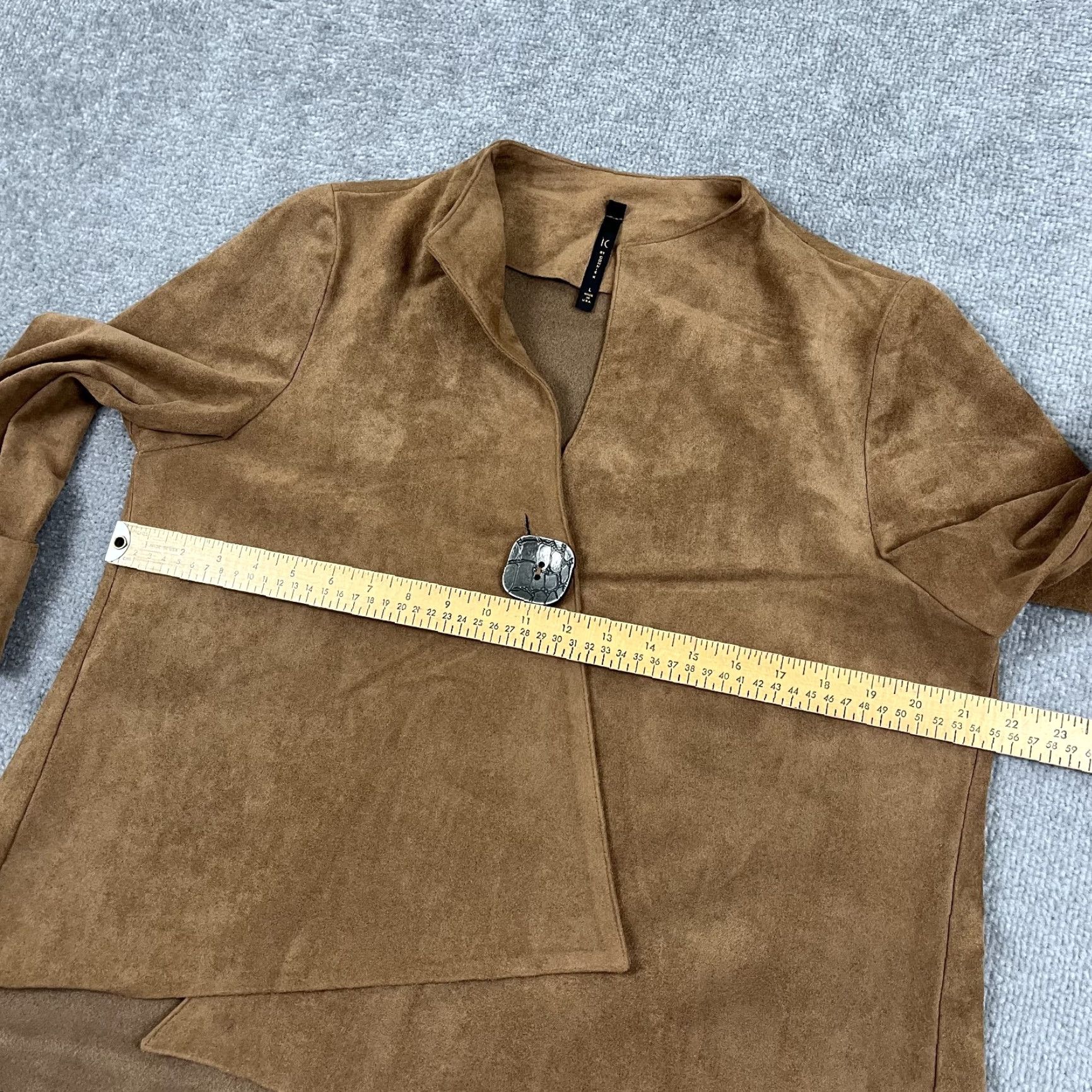 Vintage IC by CONNIE K Jacket Womens Large Brown Faux Suede Swing Asymmetric One Button Jacket Size L / US 10 / IT 46 - 5 Thumbnail