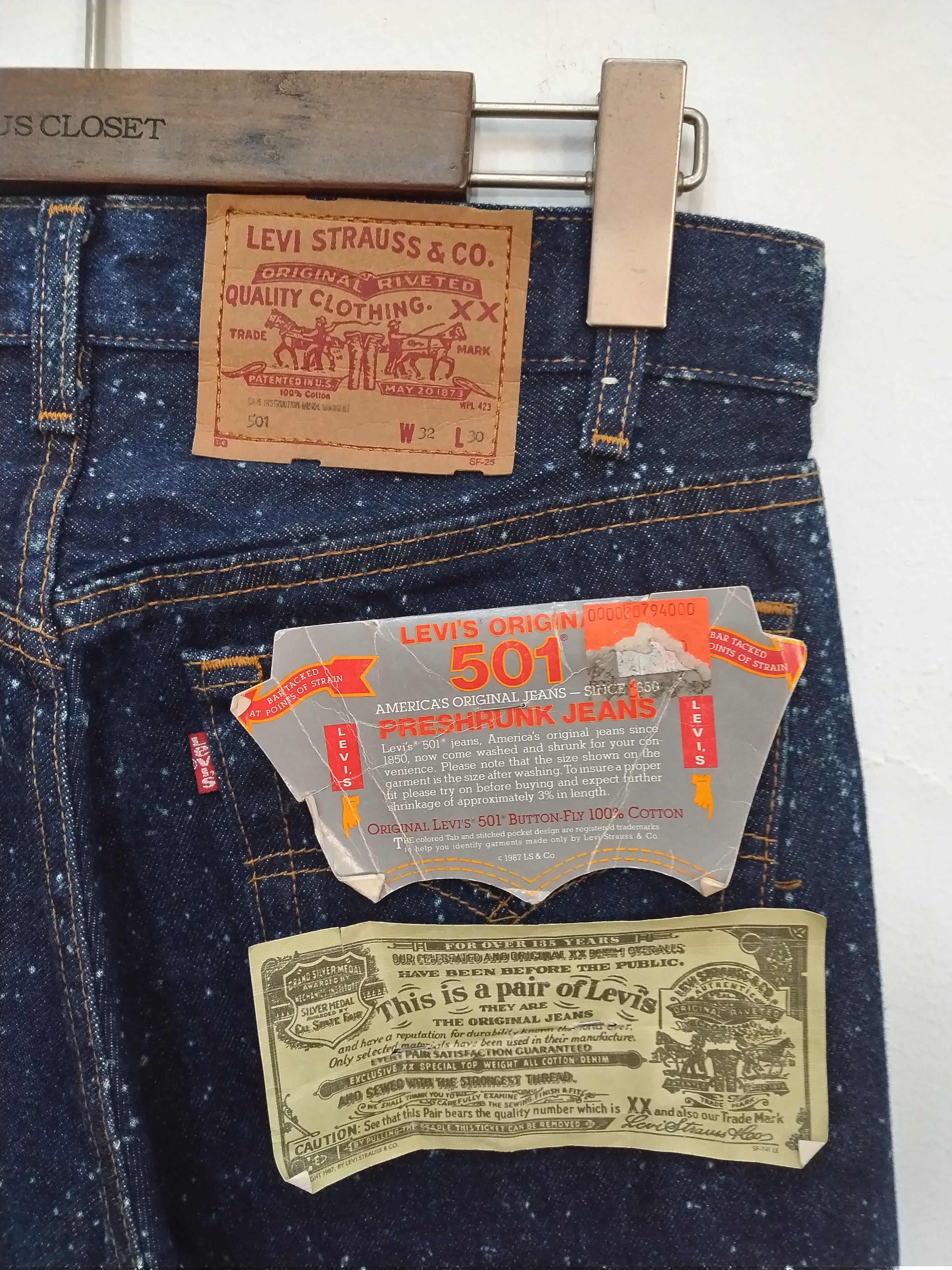 Levi's 🔥AUTHENTIC SNOW WASH NOS VTG LEVIS 501 INDIGO DENIM Size US 32 / EU 48 - 16 Thumbnail
