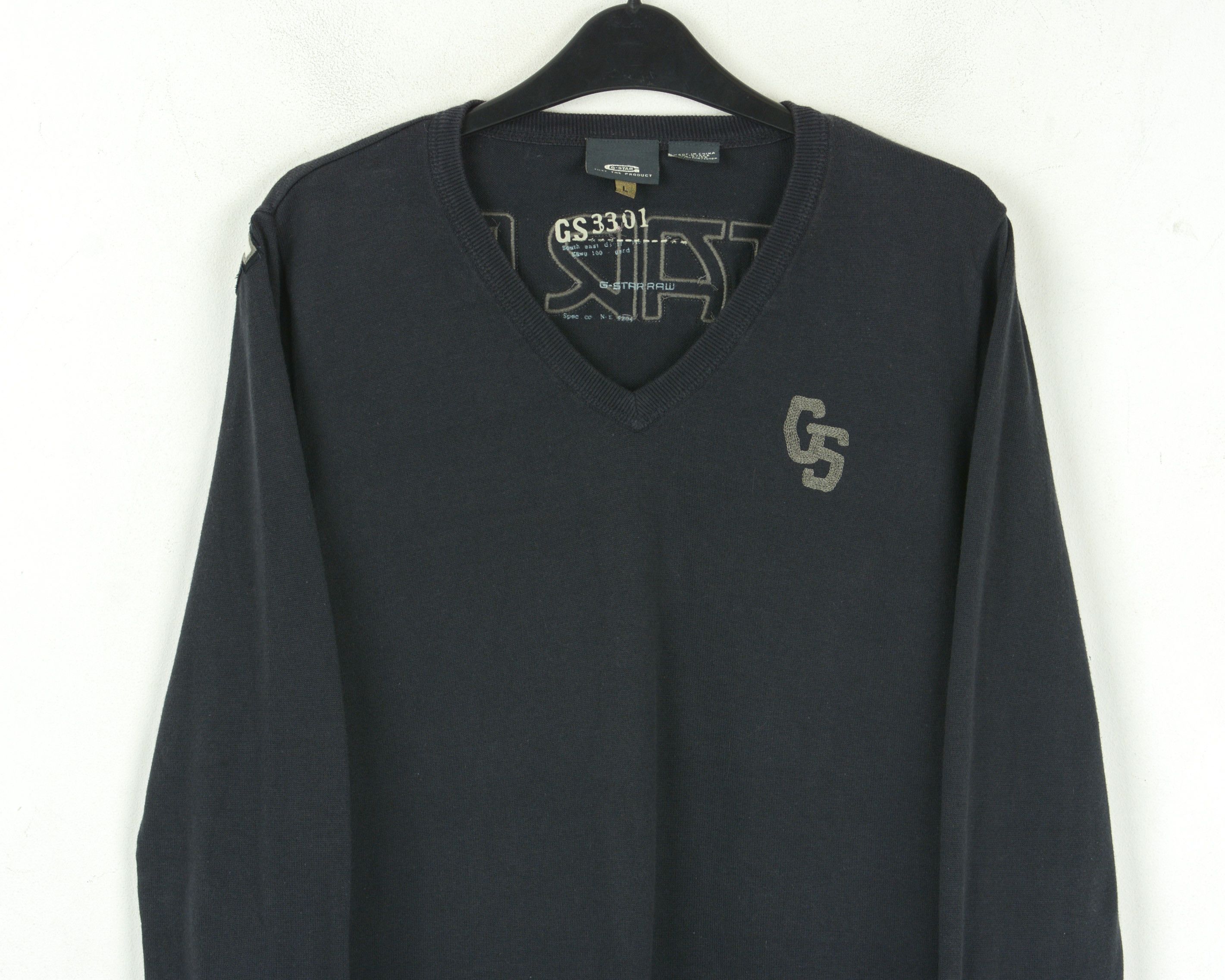 G-Star Jumper L Emboidered Pullover Wool Sweater V-Neck Knit Top Size US L / EU 52-54 / 3 - 2 Thumbnail