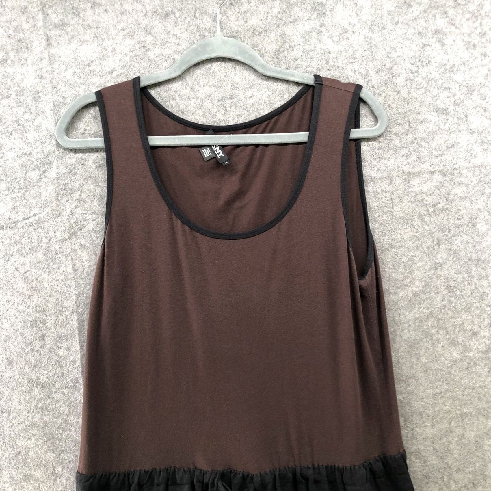 DKNY DKNY Linen Dress Tank Sleeveless Brown Black Mixed Media Pullover Size 14 Women A-Line Knee Length Casual Size XL / US 12-14 / IT 48-50 - 3 Thumbnail