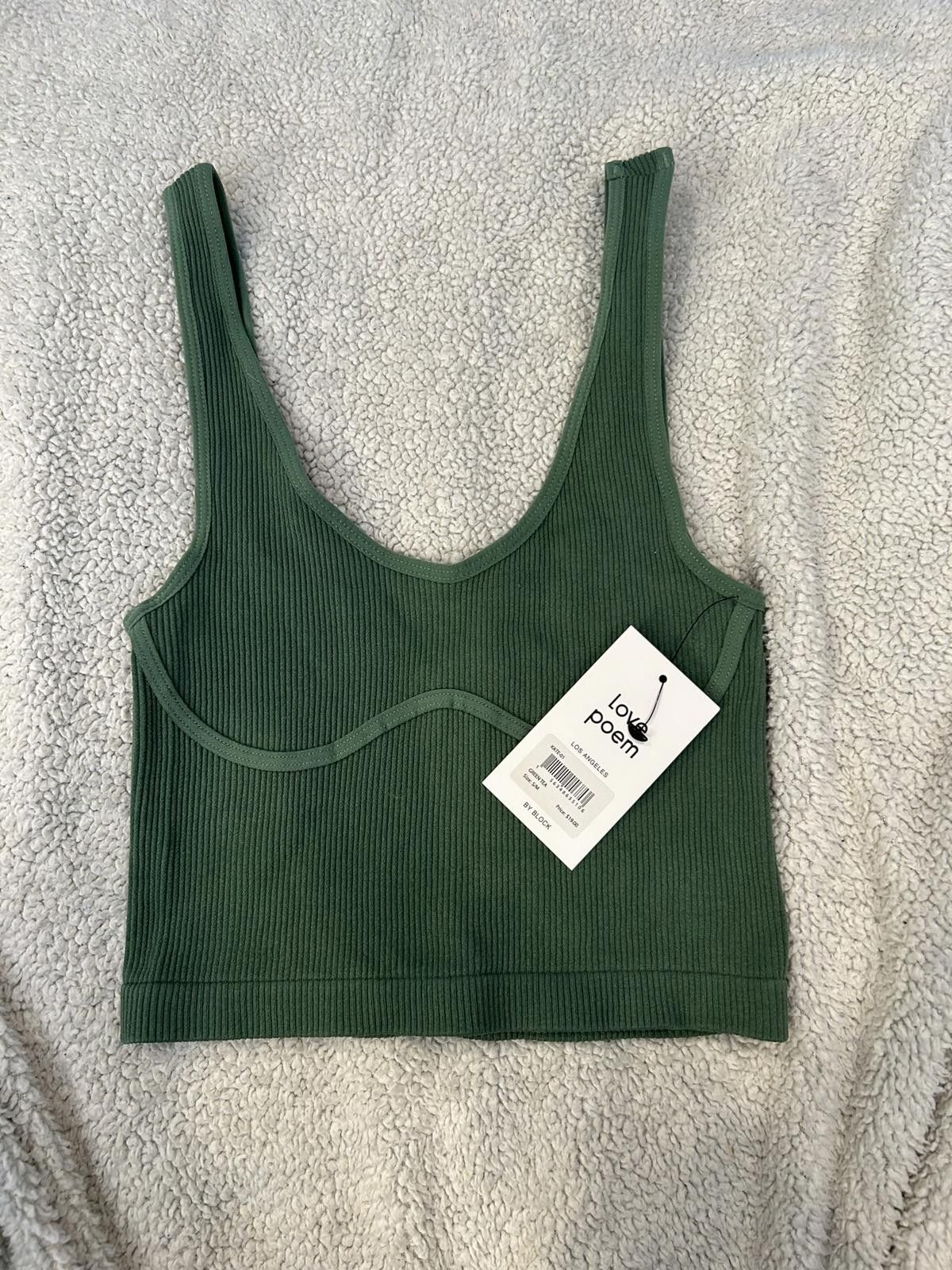 Other Love Poem Green Tea Ribbed Crop Tank Top Size S/M Size S / US 4 / IT 40 - 1 Thumbnail