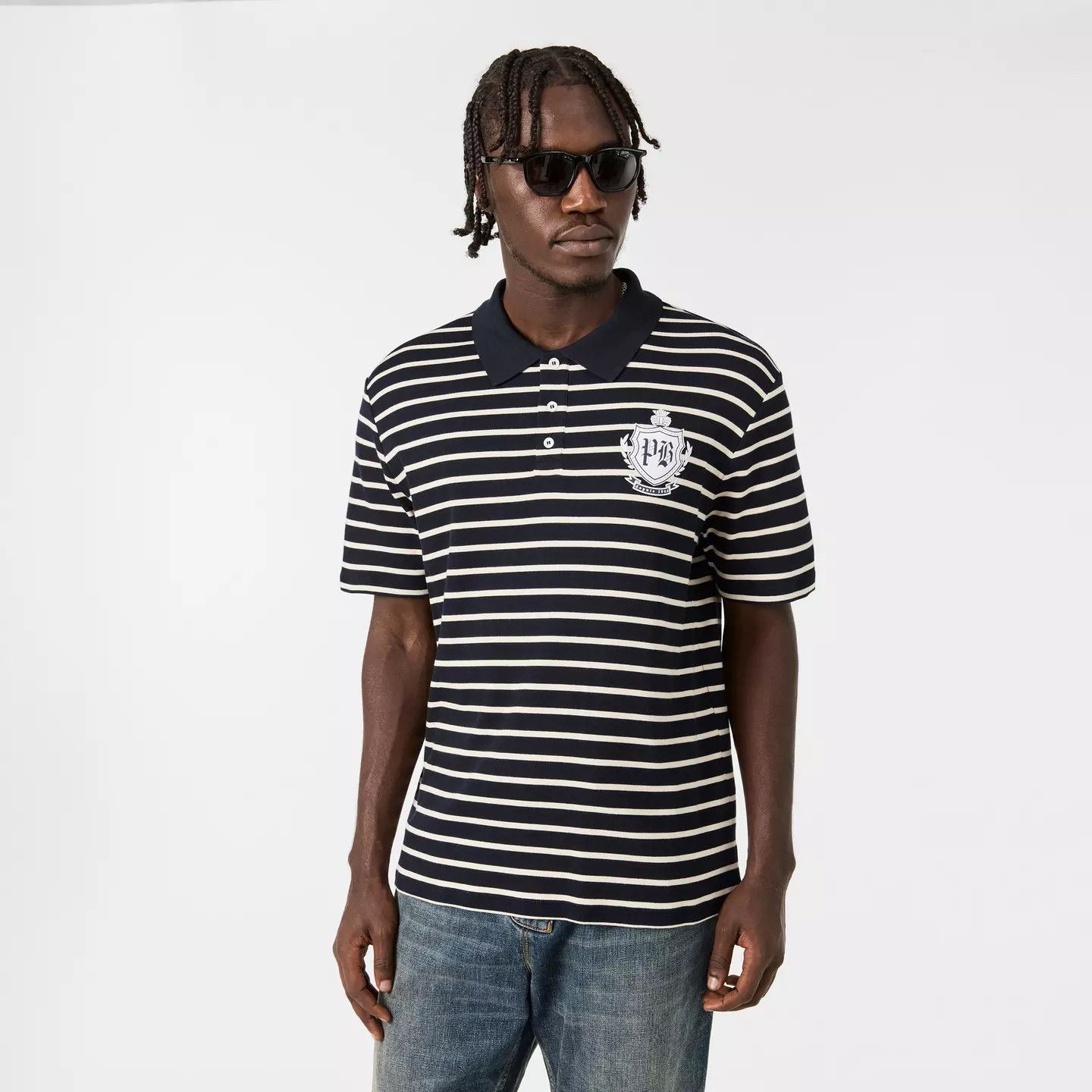Balmain o1g2r1mq0426 Cotton Short Sleeve Polo Shirt in Blue/White Size US L / EU 52-54 / 3 - 2 Thumbnail