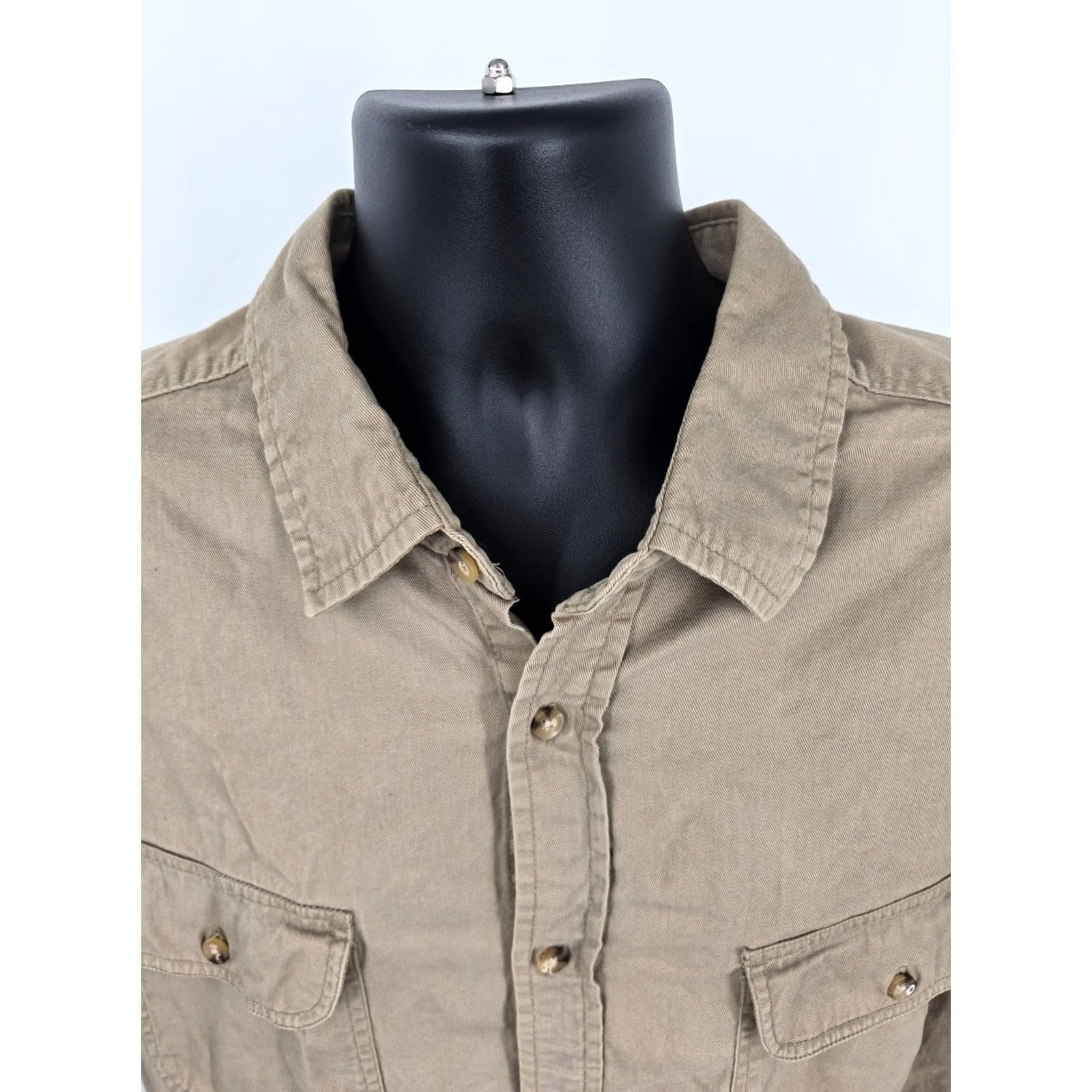 Vintage Boulder Creek Shirt 2XLT Beige Cotton Polyester Canvas Button-Up Button Up Mens | 2XLT Tall | Beige | Casual Workwear Outdoors Outdoors? Size US XXL / EU 58 / 5 - 7 Thumbnail