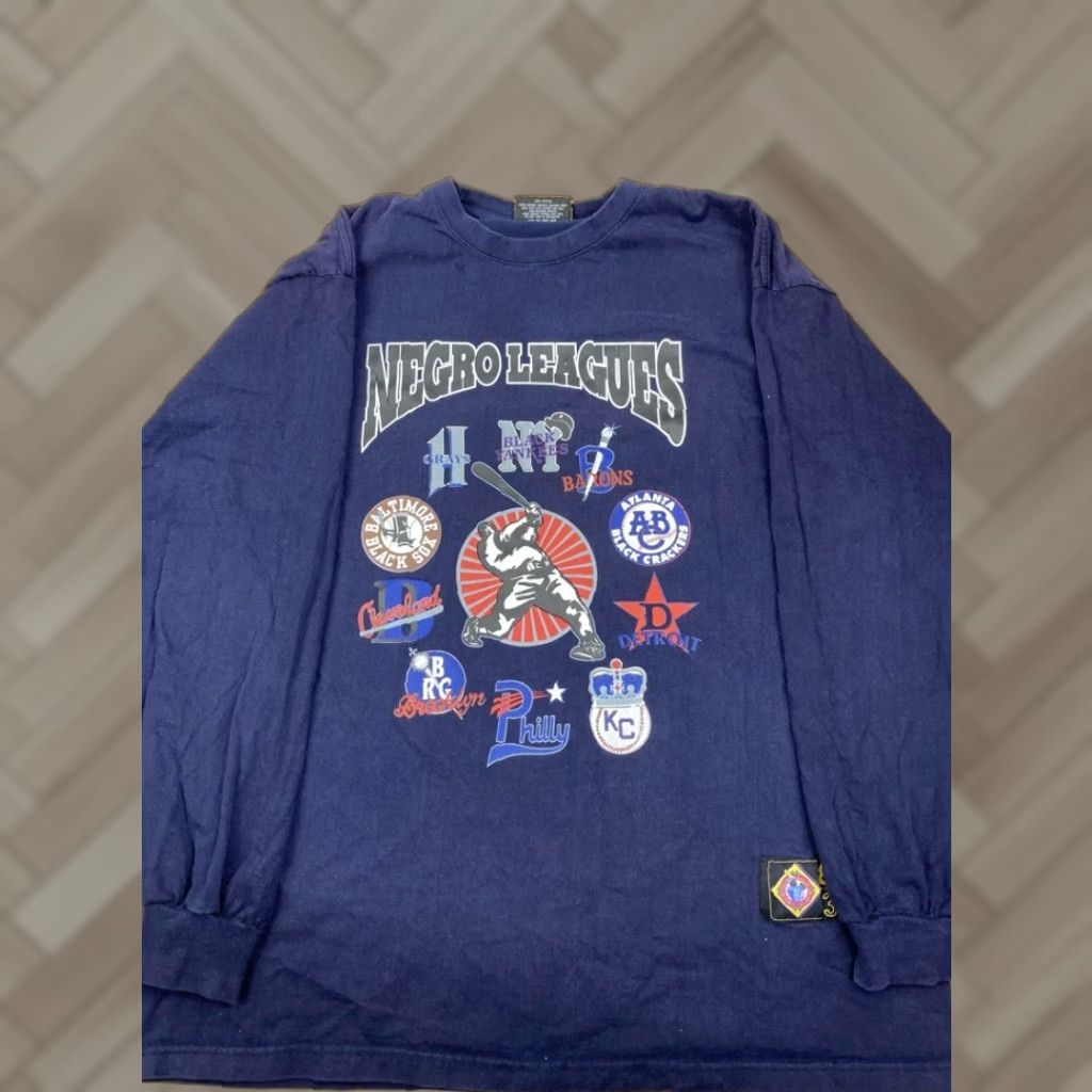 Vintage Cross Over Negro Leagues Long Sleeve T-Shirt Navy Blue 3XL Mens Baseball Crew Neck - 3XL Navy Blue Shirt Size US XXL / EU 58 / 5 - 1 Thumbnail