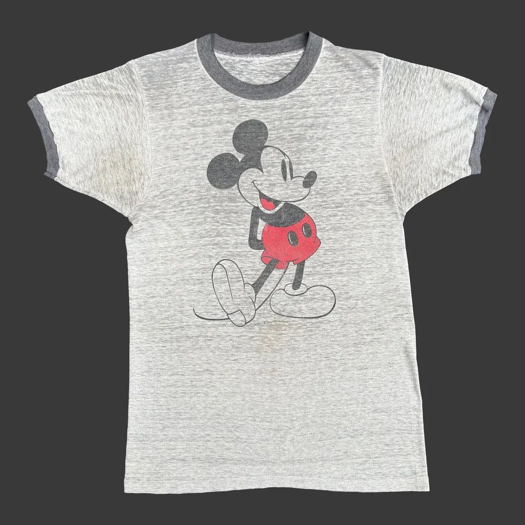 Disney Mickey Mouse Disney 1980 80s Vintage USA Made Ringer T-Shirt Size US L / EU 52-54 / 3 - 1 Thumbnail