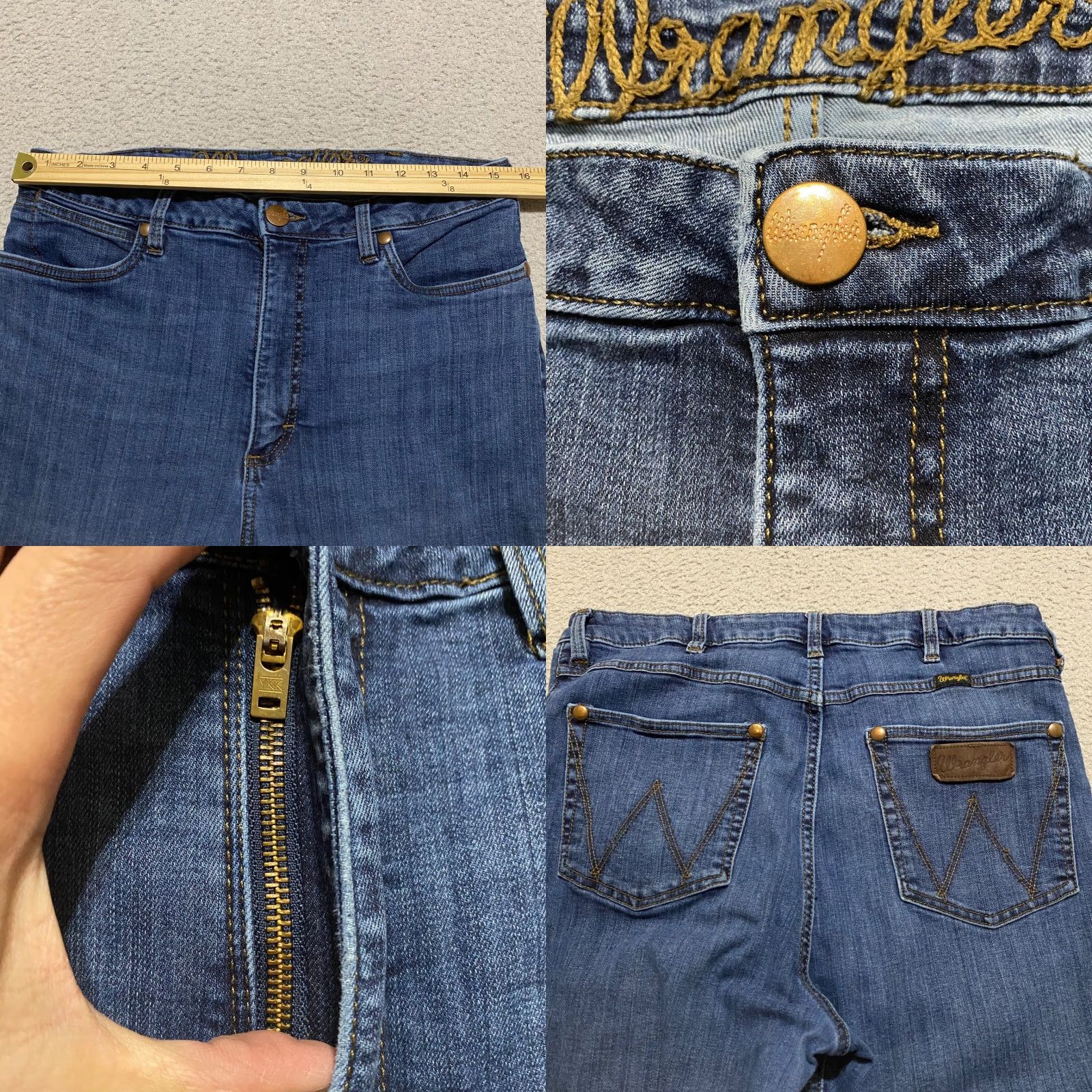 Wrangler VINTAGE Wrangler Retro Womens Jeans Blue Denim Medium Wash High Rise Skinny 32x31 Regular 5-Pocket Denim Cotton Spandex Wrangler Retro Size 24" / US 00 / IT 34 - 8 Thumbnail