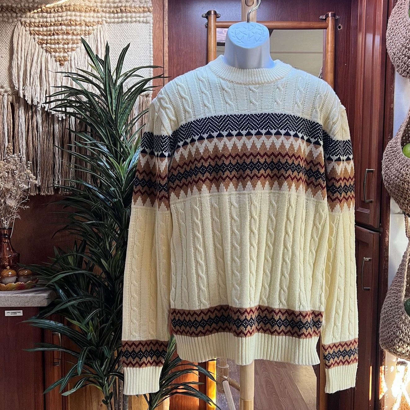 Vintage Vintage 90s Fair Isle Sweater XLT | Cable Knit Retro Grandpa Size US XL / EU 56 / 4 - 1 Thumbnail