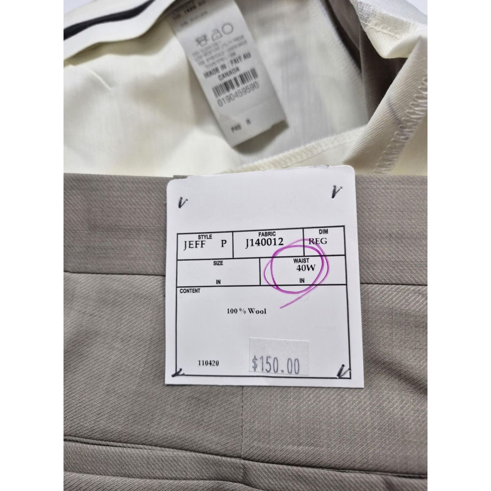Calvin Klein Calvin Klein Dress Pants Mens 40x36 Beige Wool Pleated Unhemmed Canada NWT Size US 40 / EU 56 - 5 Thumbnail