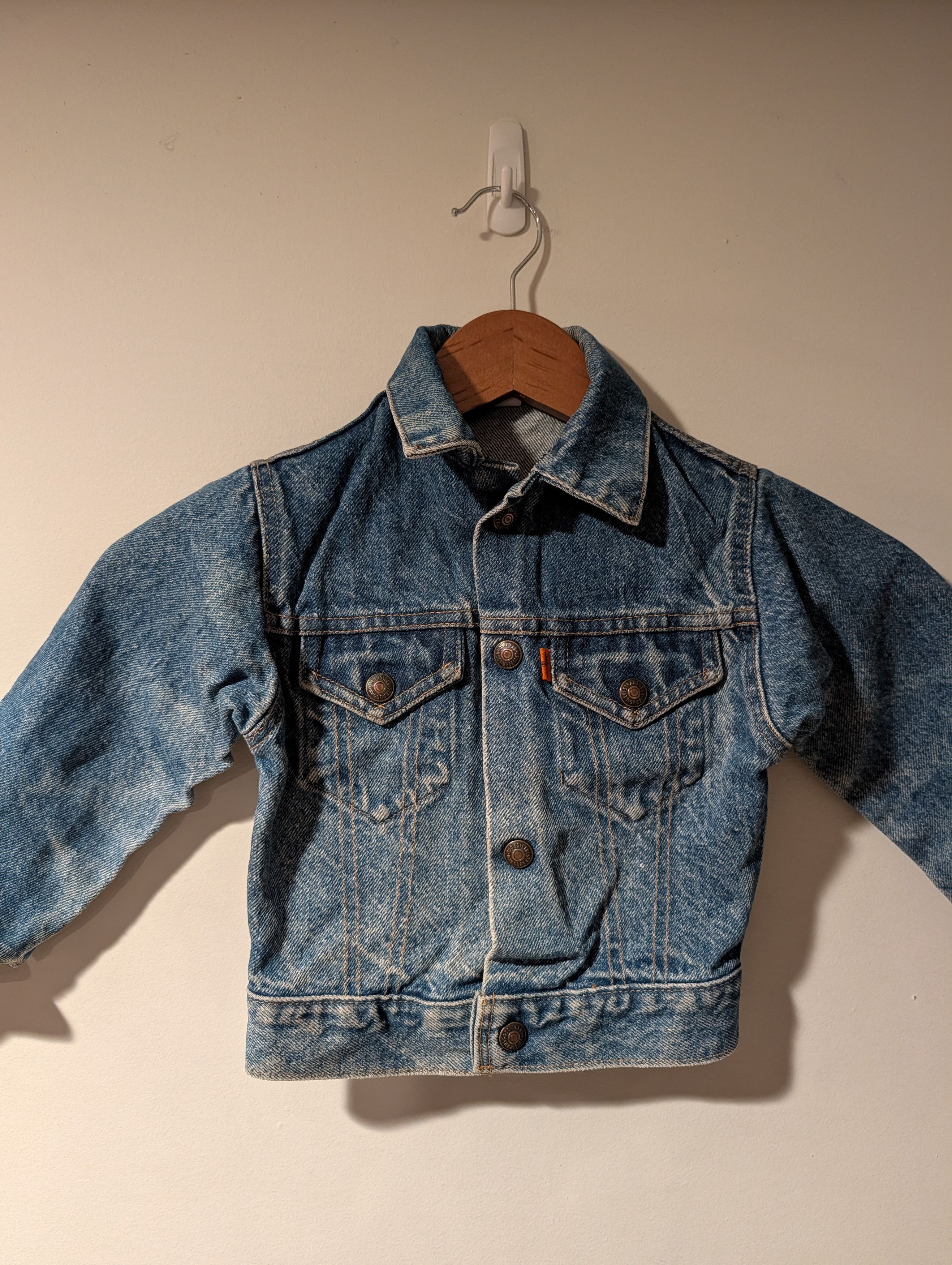 Levi's Vintage 70s Little Levi’s Denim Trucker Jacket Orange Tab 4T Size US S / EU 44-46 / 1 - 1 Thumbnail