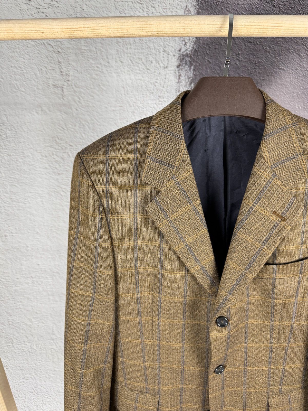 Other Desch vintage checkered beige tweed 3 button wool blazer Size 38R - 3 Thumbnail