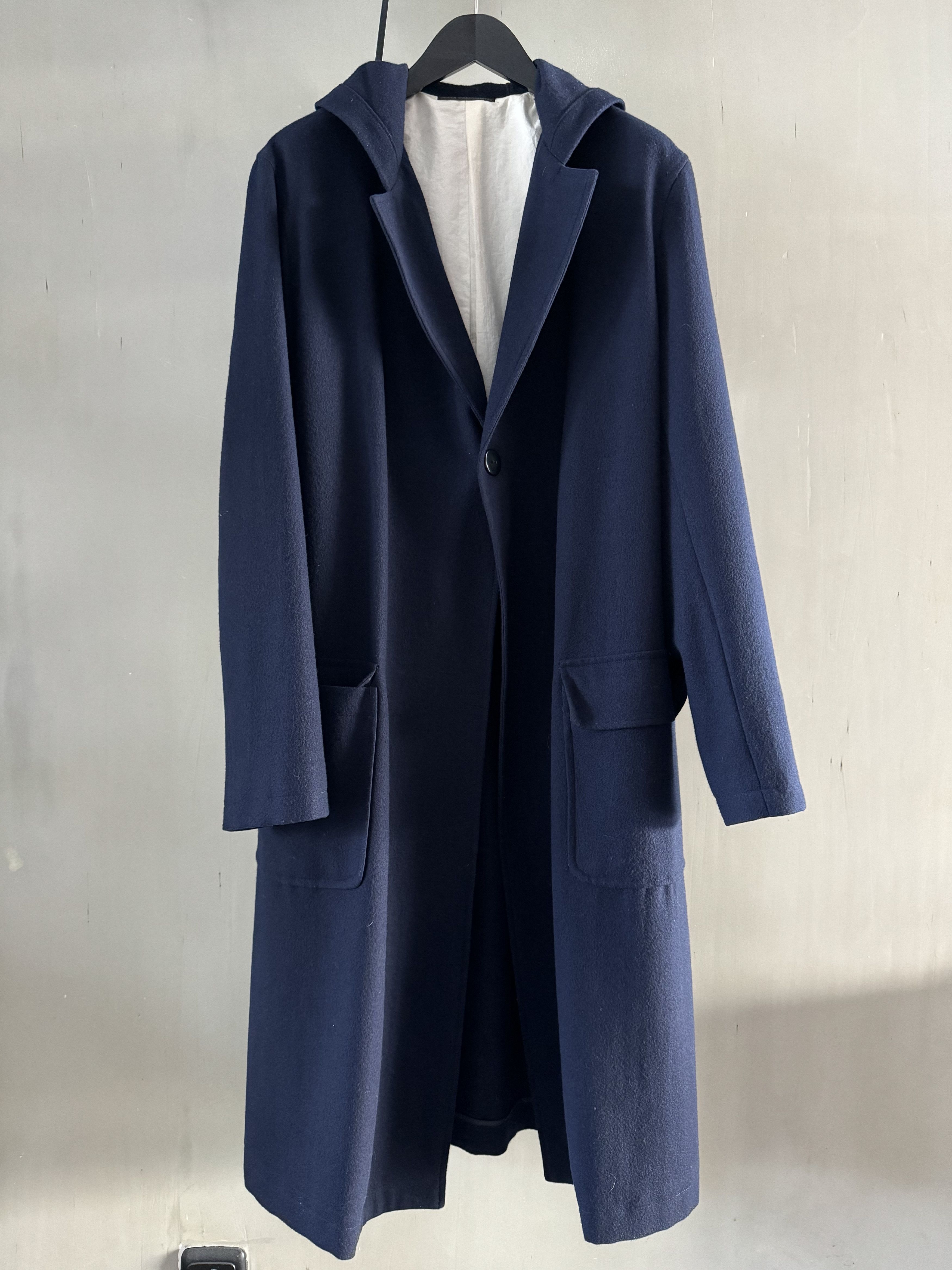 RARE WOOL HOODED LIGHT LONGCOAT BY YY