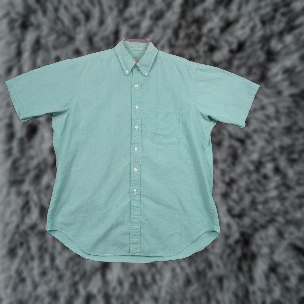 Brooks Brothers Brooks Brothers Shirt Mens Large Green Button Down Short Sleeve Cotton Summer Size US L / EU 52-54 / 3 - 1 Thumbnail
